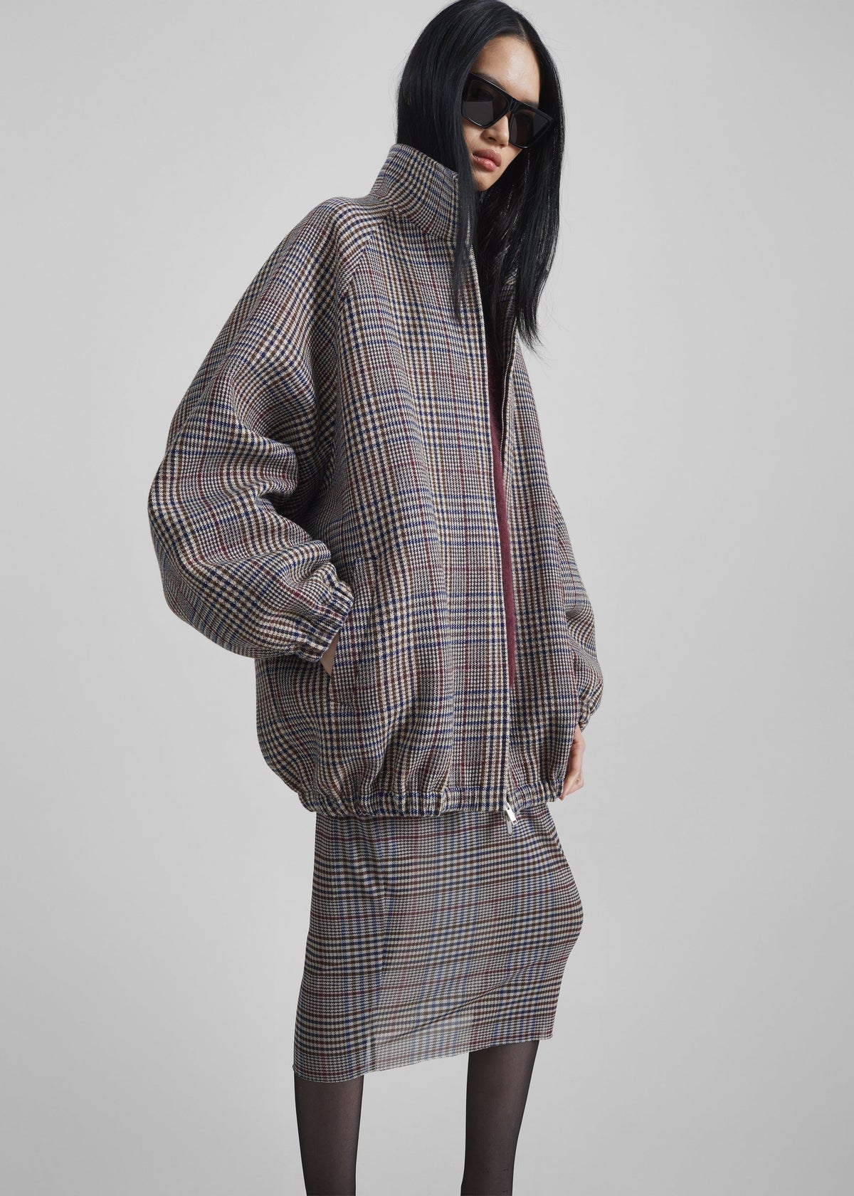 Baxter Wool Track Jacket - Beige Glen Plaid – view 2 of 11