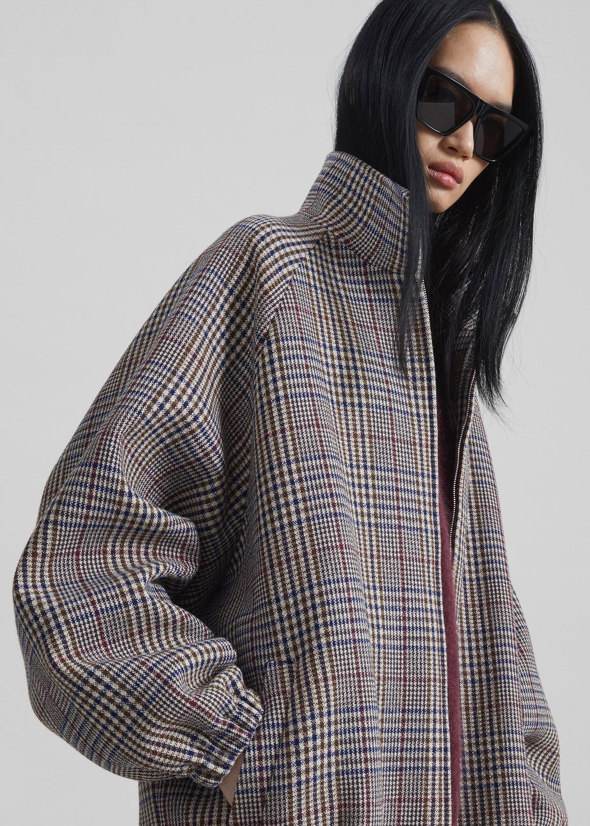 Baxter Wool Track Jacket - Beige Glen Plaid – view 3 of 11