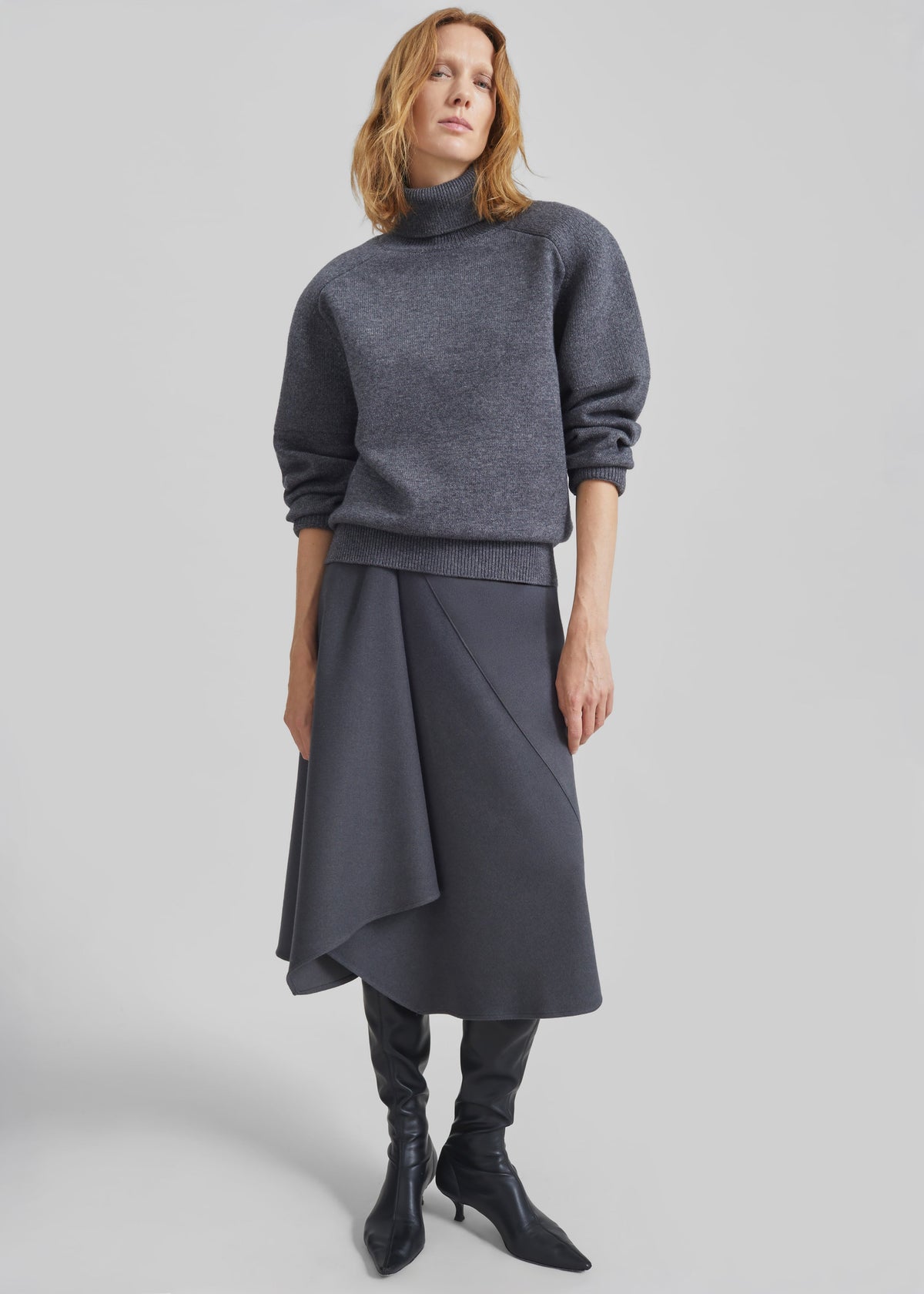 Bayel Flared Midi Skirt - Dark Grey – view 2 of 7