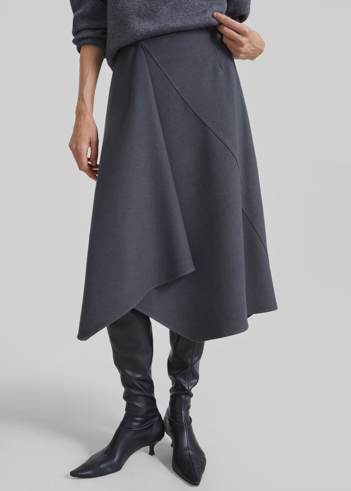 Bayel Flared Midi Skirt - Dark Grey – view 1 of 7
