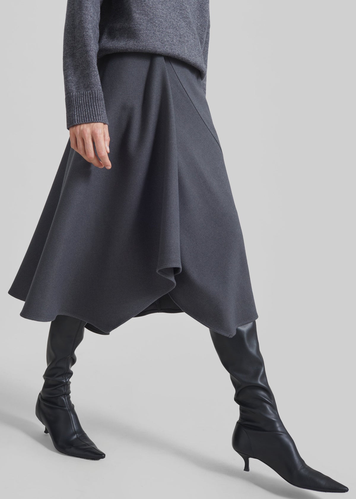 Bayel Flared Midi Skirt - Dark Grey – view 5 of 7