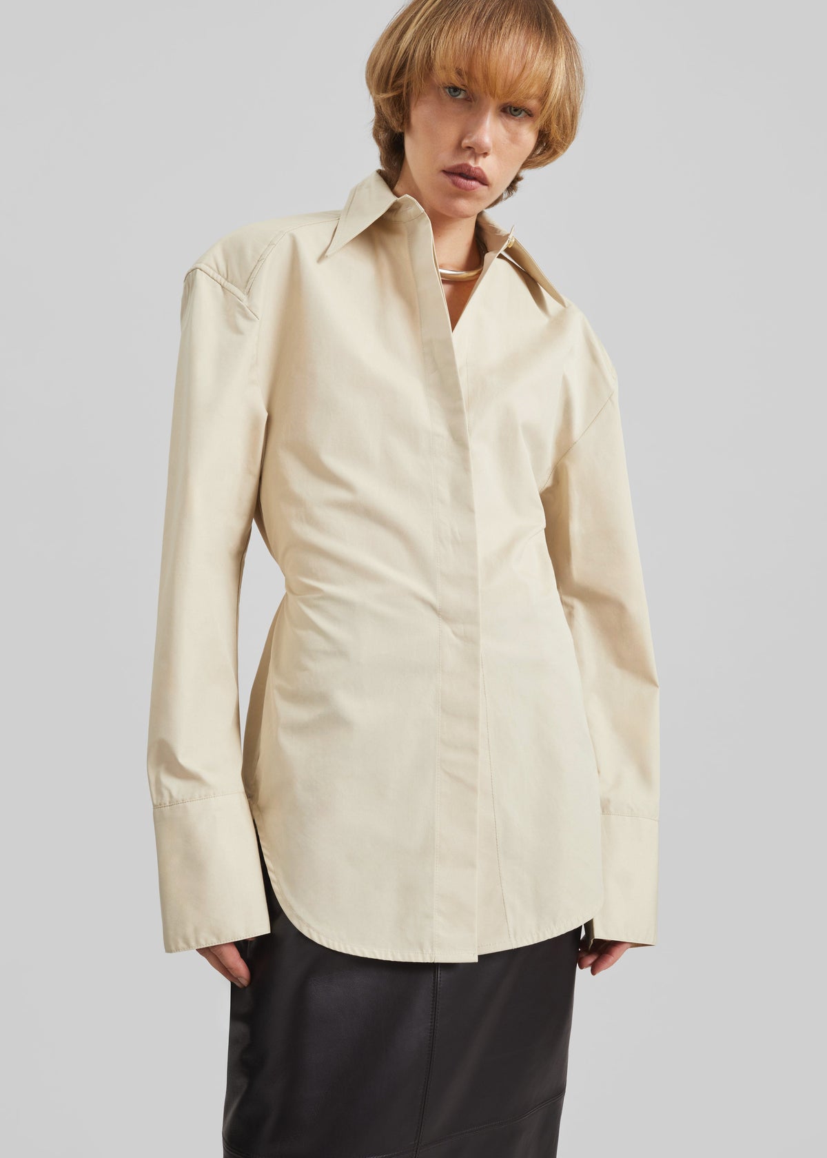 Bec Padded Shirt - Beige – view 1 of 10