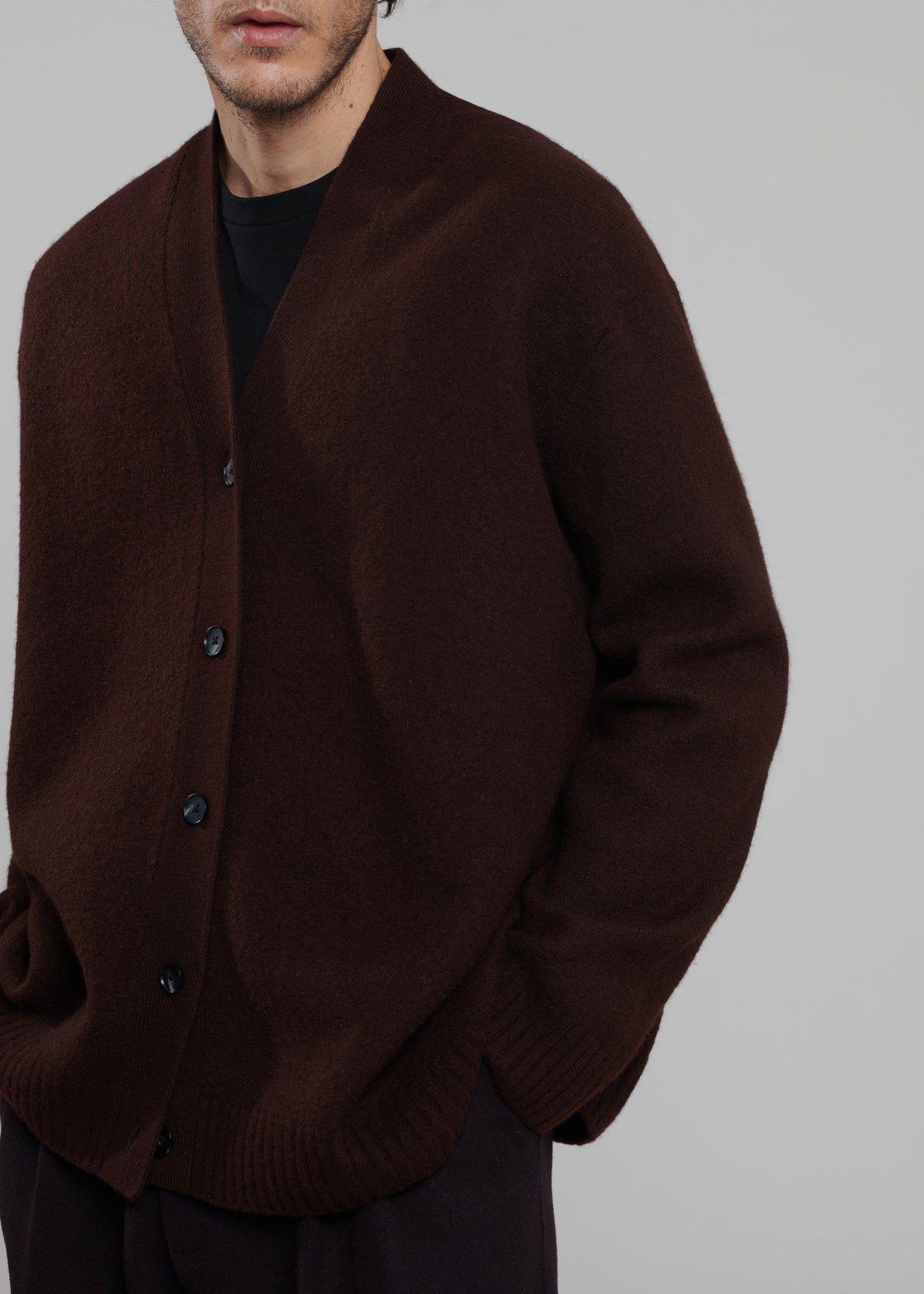 Beck Wool Cardigan - Chocolate Plum – view 2 of 9