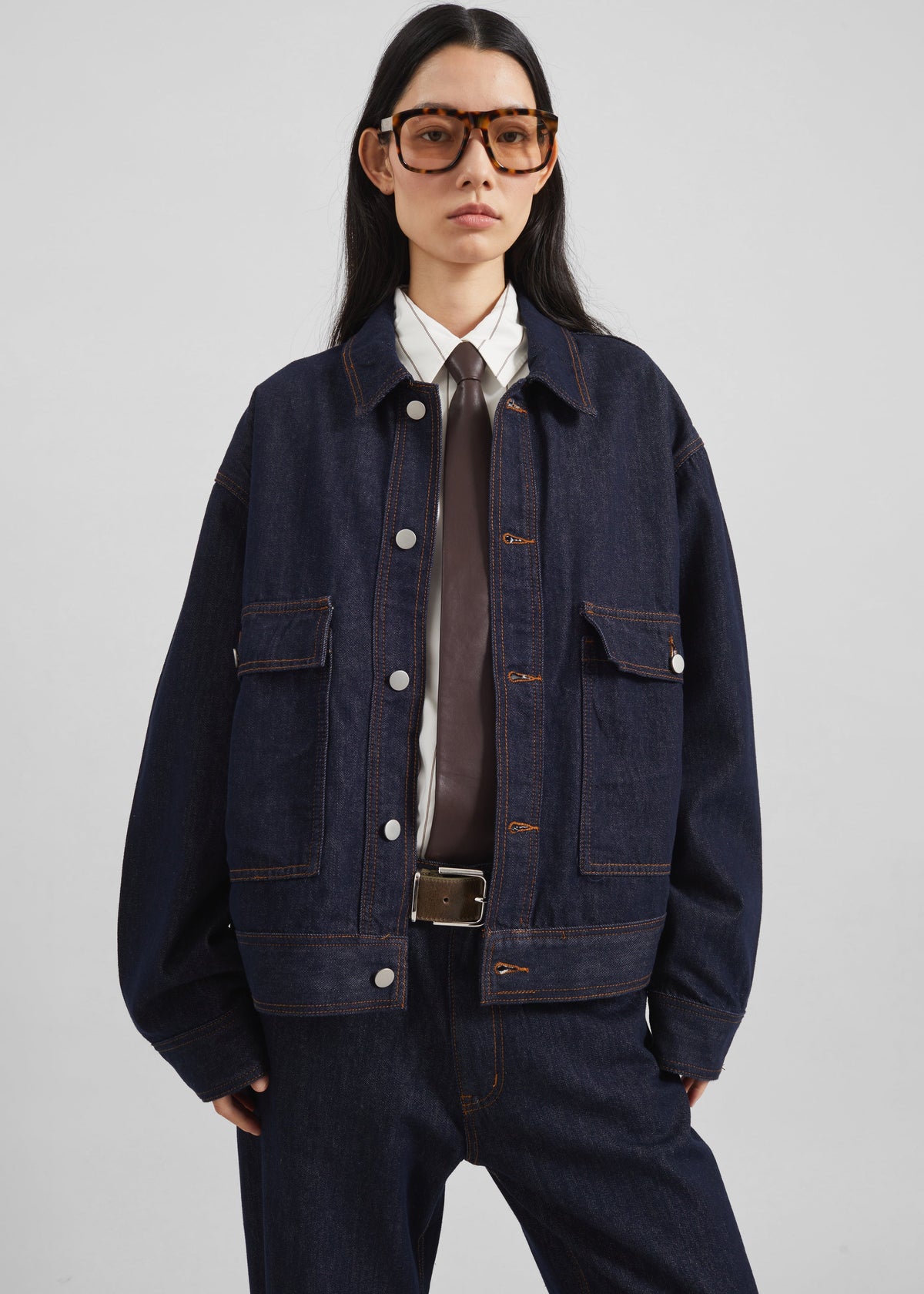 Belden Boxy Denim Jacket - Dark Wash – view 1 of 7