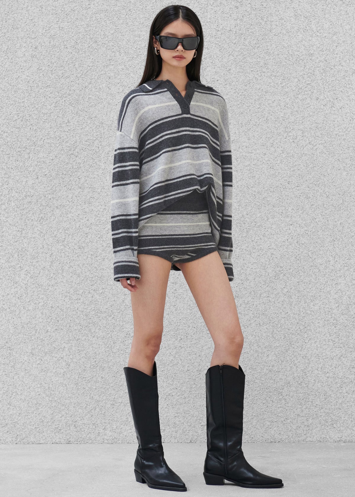 Belize Knit Hot Pants - Grey Stripe – view 1 of 10