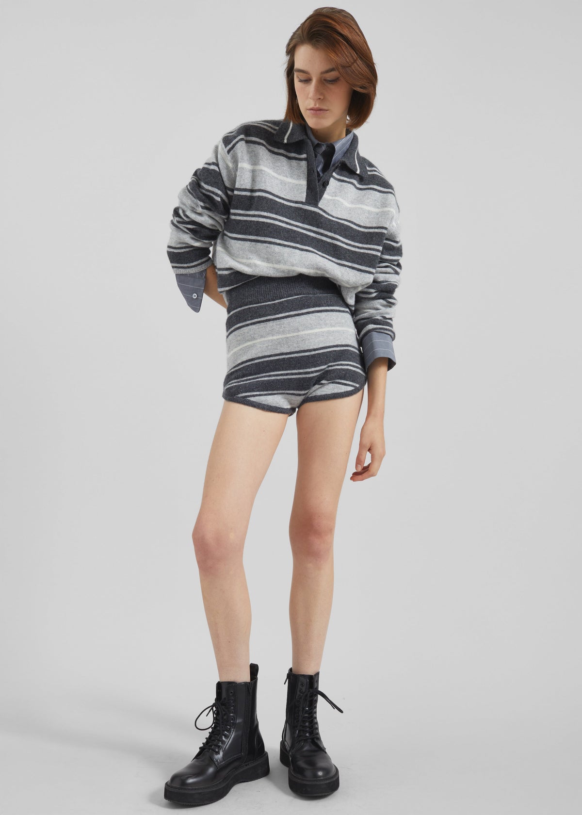 Belize Knit Polo Sweater - Grey Stripe – view 8 of 11