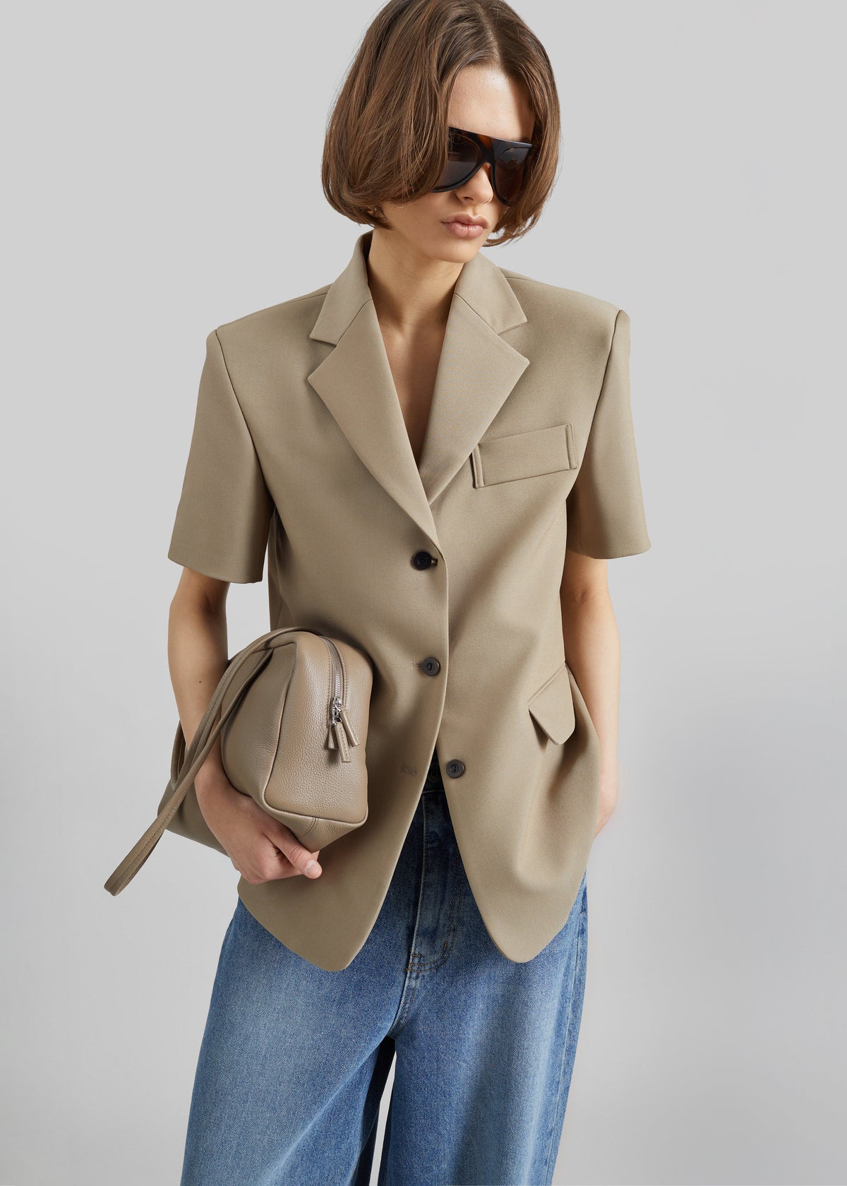 Belliva Short Sleeve Blazer - Camel – view 1 of 9