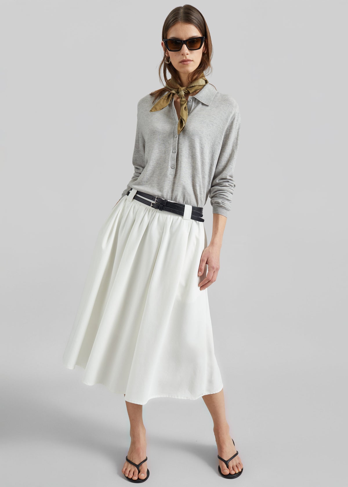 Bellona Flared Midi Skirt - White – view 2 of 9