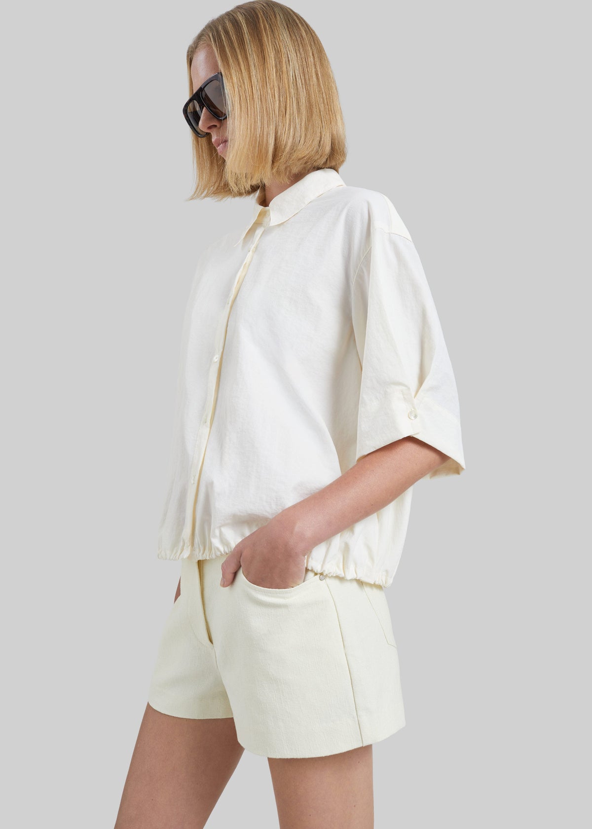 Belma Textured Mini Shorts - Cream – view 6 of 8