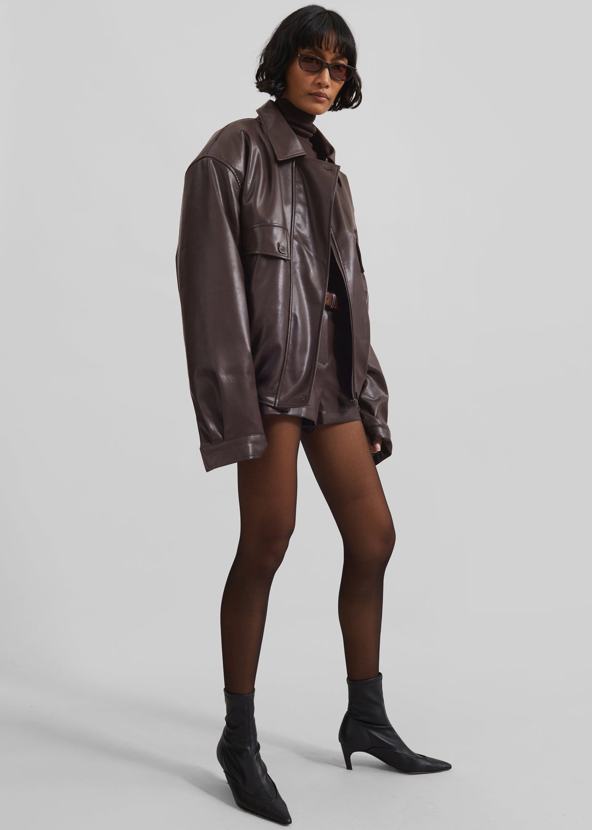 Belmont Faux Leather Jacket - Brown – view 5 of 12