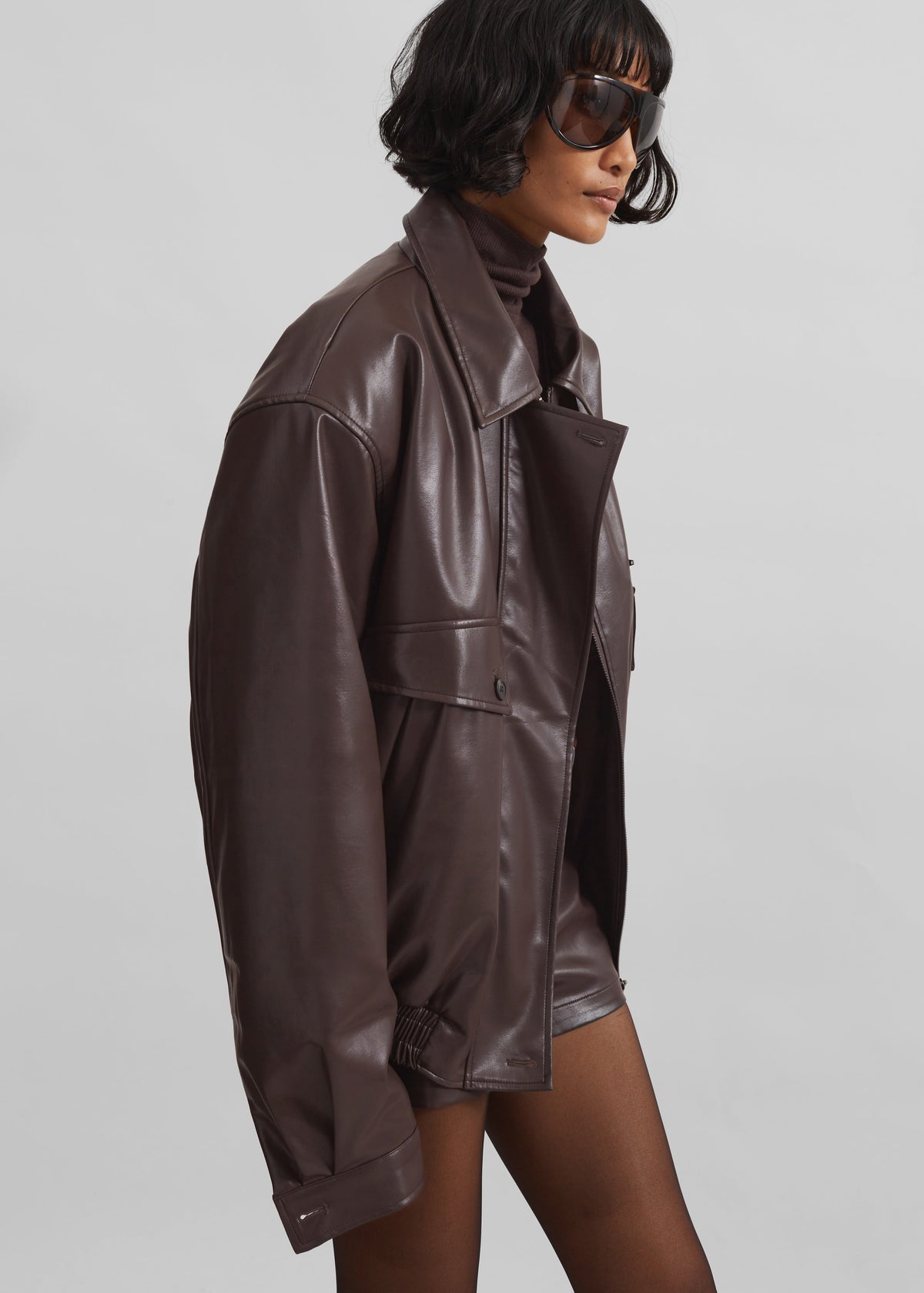 Belmont Faux Leather Jacket - Brown – view 10 of 12