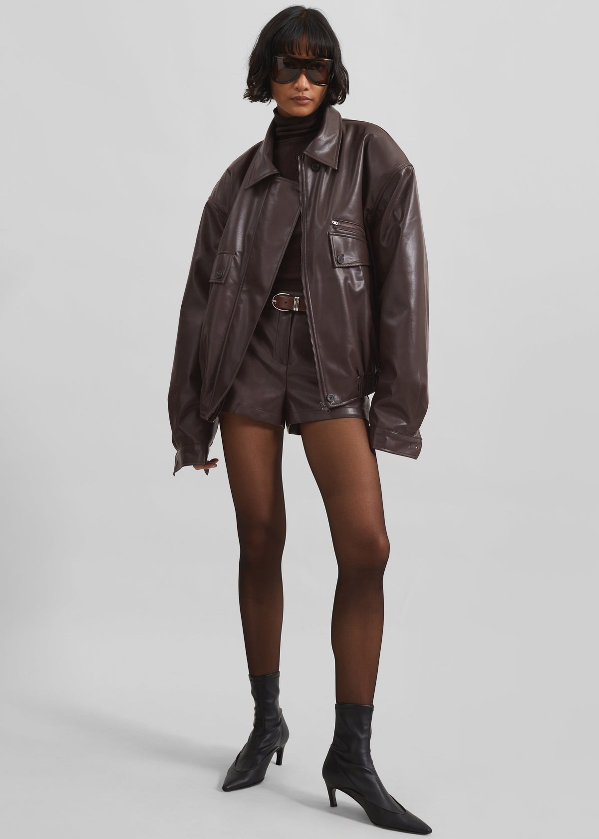 Belmont Faux Leather Jacket - Brown – view 7 of 12