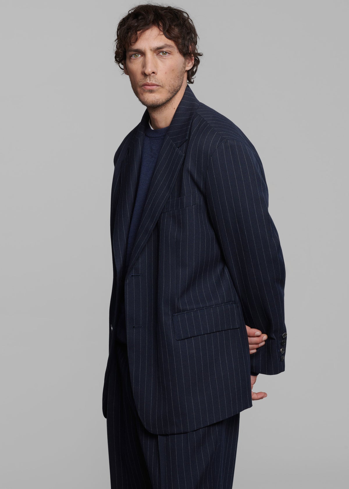 Beo Blazer - Navy/White Pinstripe – view 2 of 10