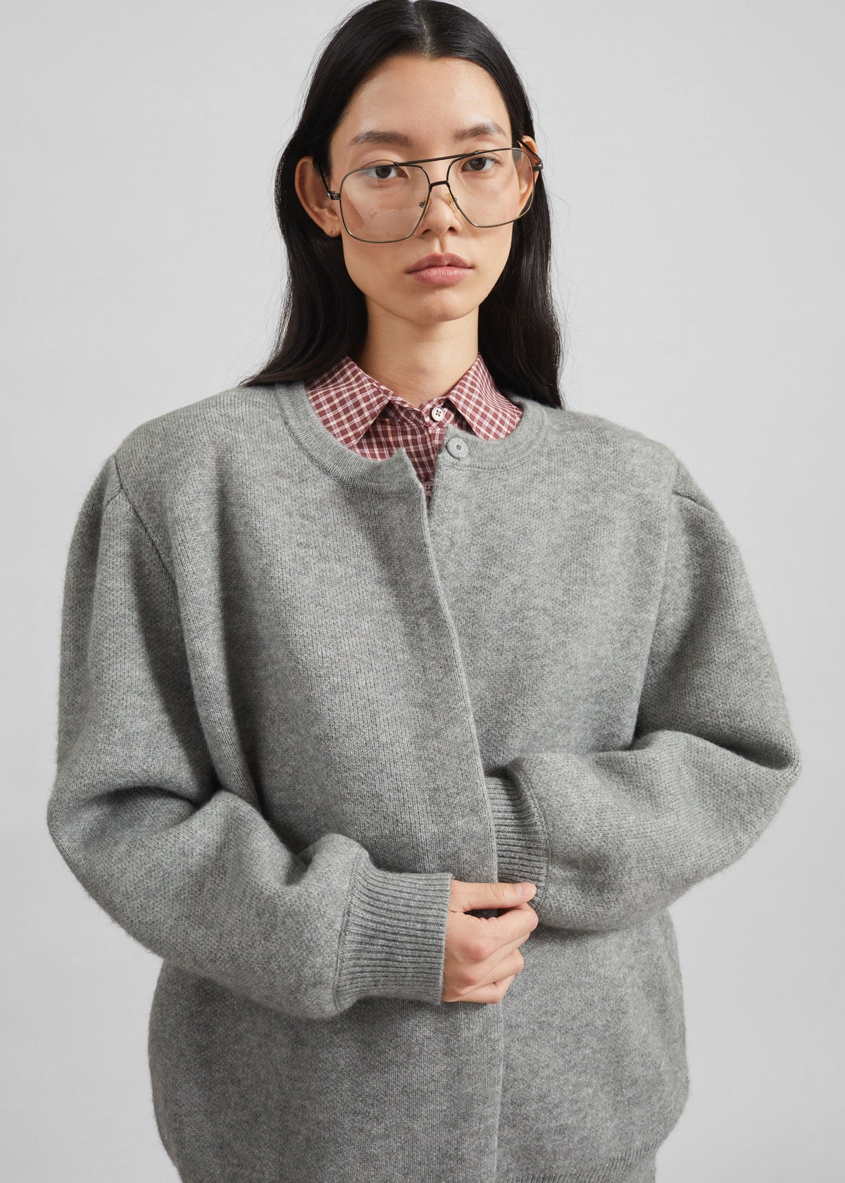 Bergen Padded Knit Cardigan - Grey – view 5 of 9