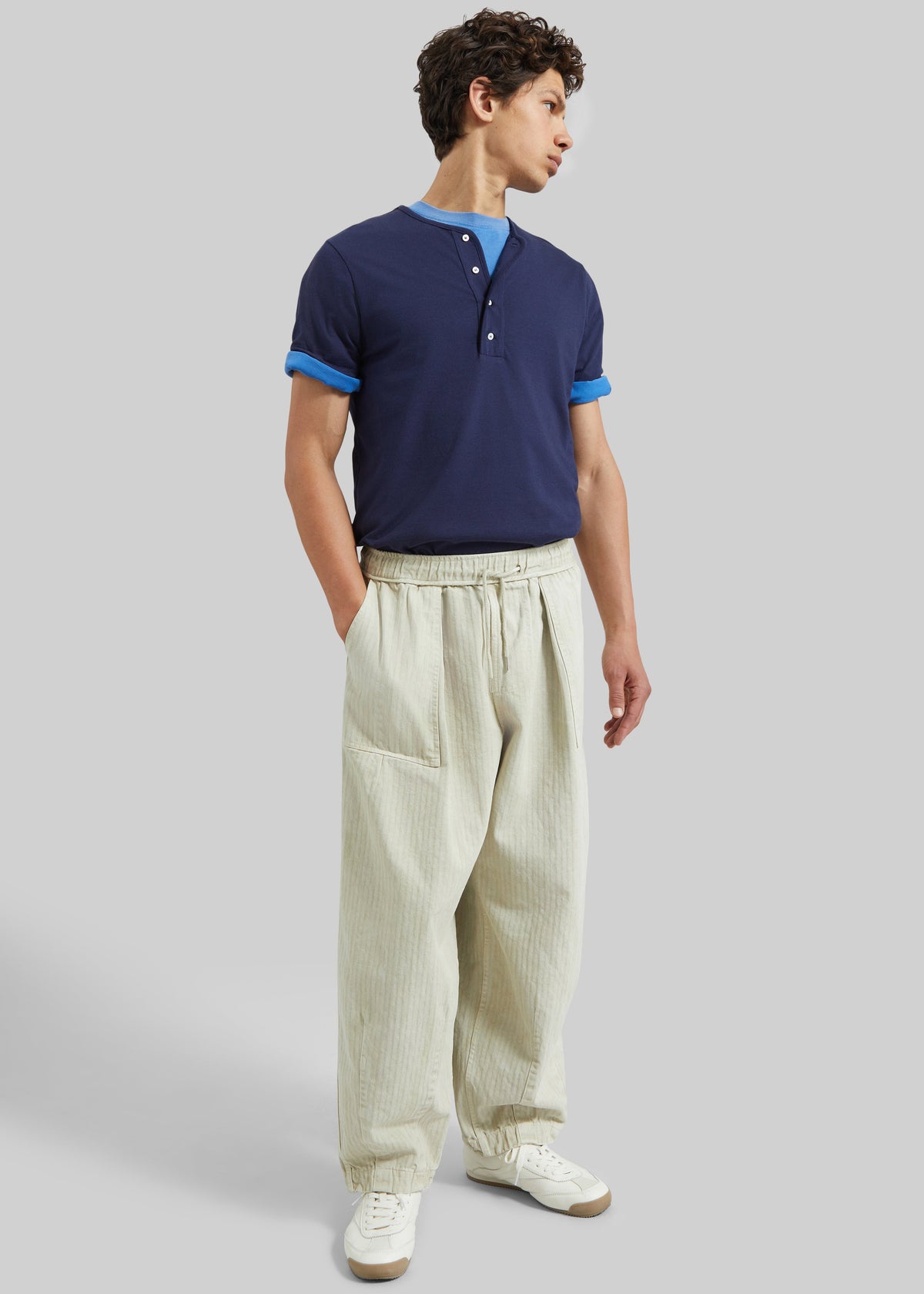 Bernay Herringbone Balloon Pants - Beige – view 2 of 8