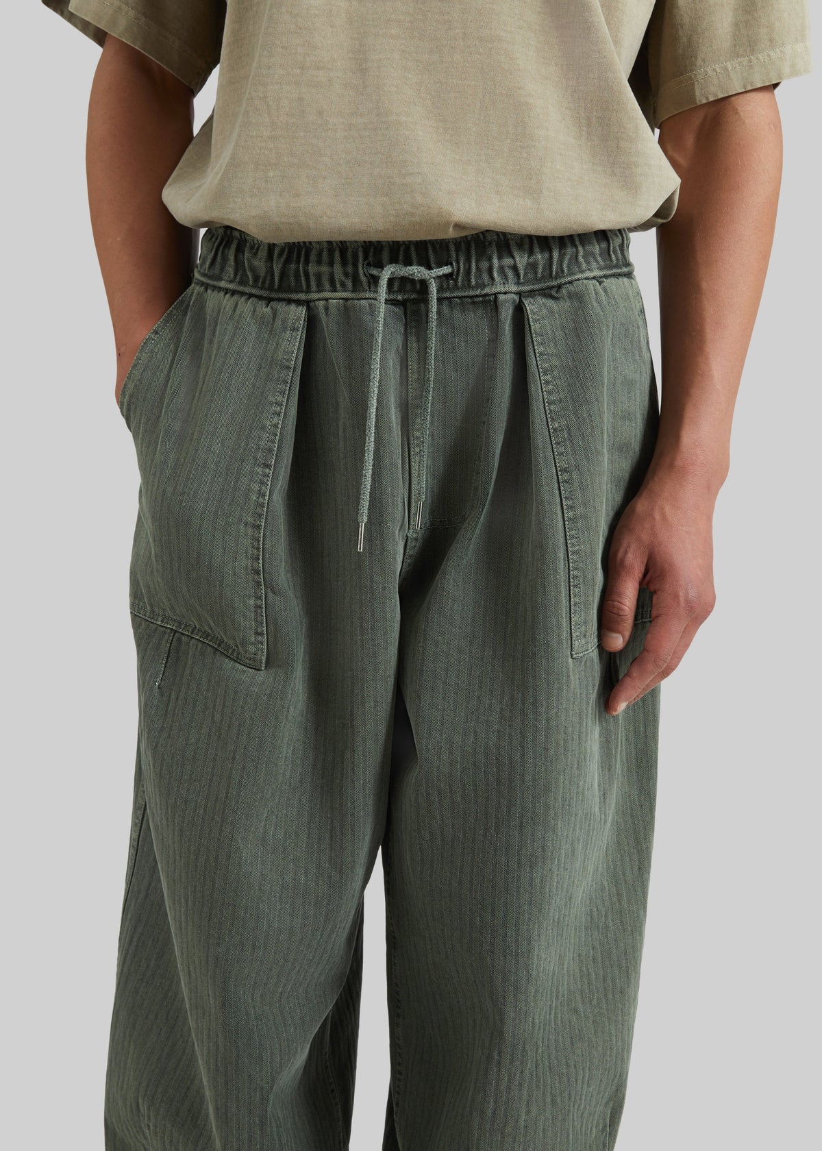 Bernay Herringbone Balloon Pants - Pale Olive – view 6 of 9