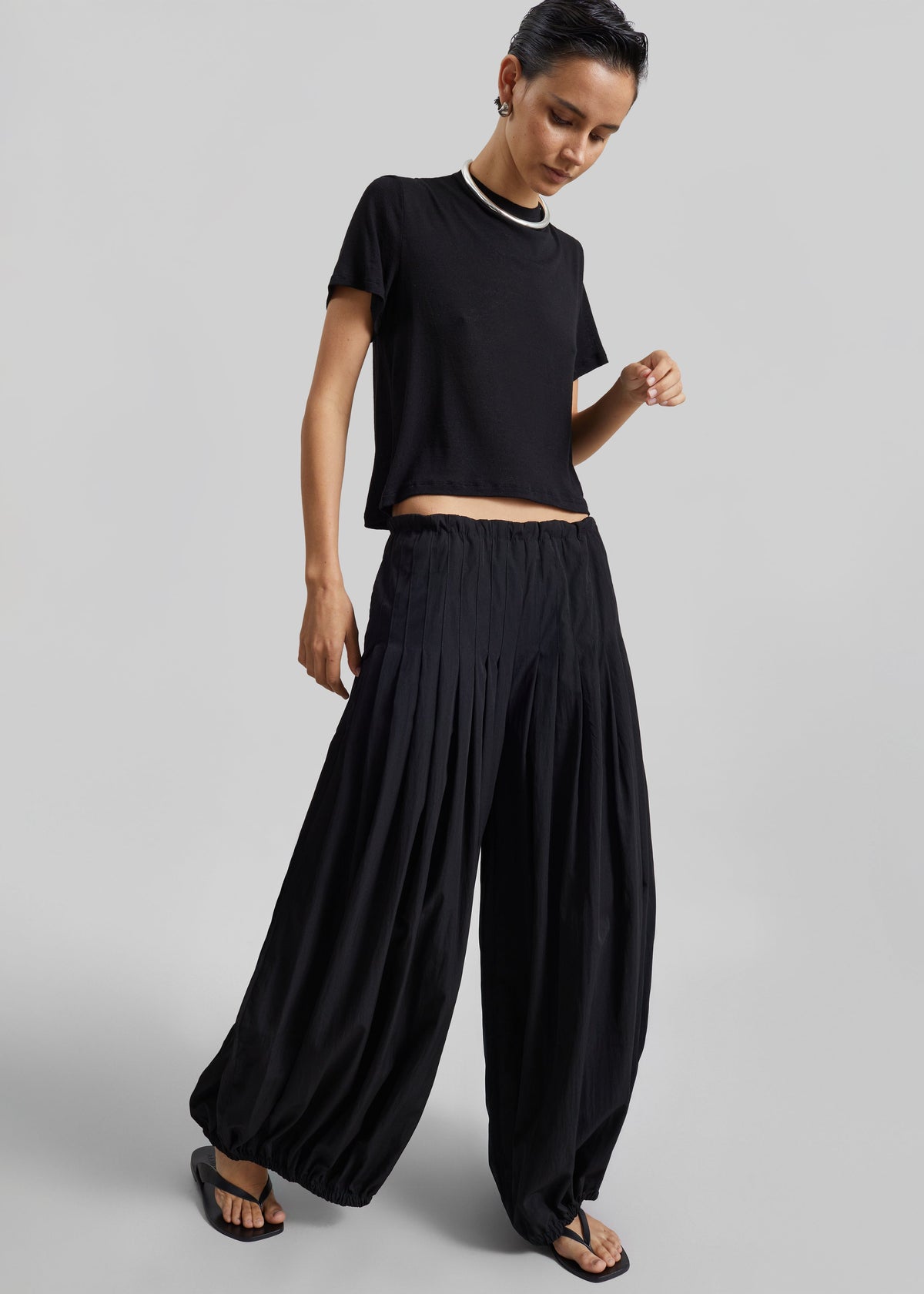 Berson Gathered Balloon Pants - Black – view 1 of 9