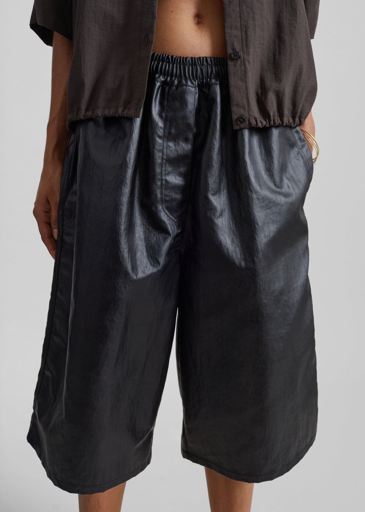 Beslon Leather-Effect Bermuda Shorts - Black – view 5 of 9