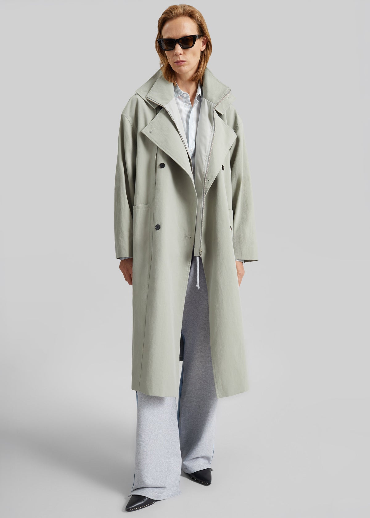 Besme Layered Trench Coat - Sage – view 7 of 9