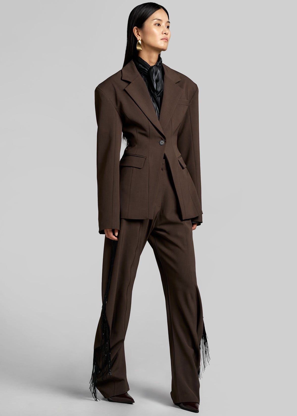Bianca Fringed Barrel Leg Pants - Brown – view 3 of 7