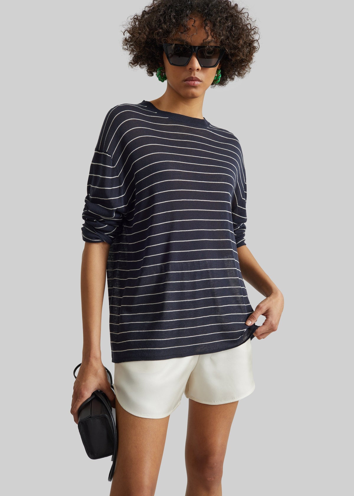 Biarritz Fine Knit Pullover - Navy/White Stripe – view 1 of 9