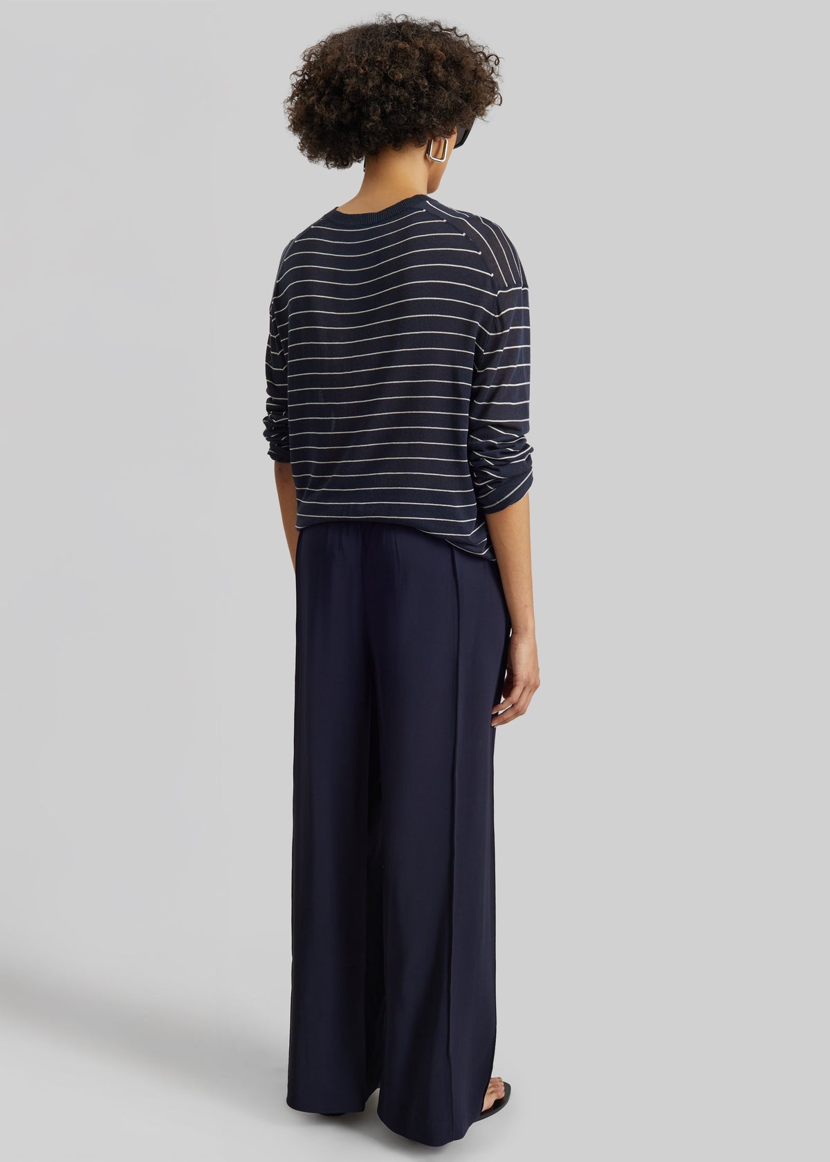 Biarritz Fine Knit Pullover - Navy/White Stripe – view 8 of 9