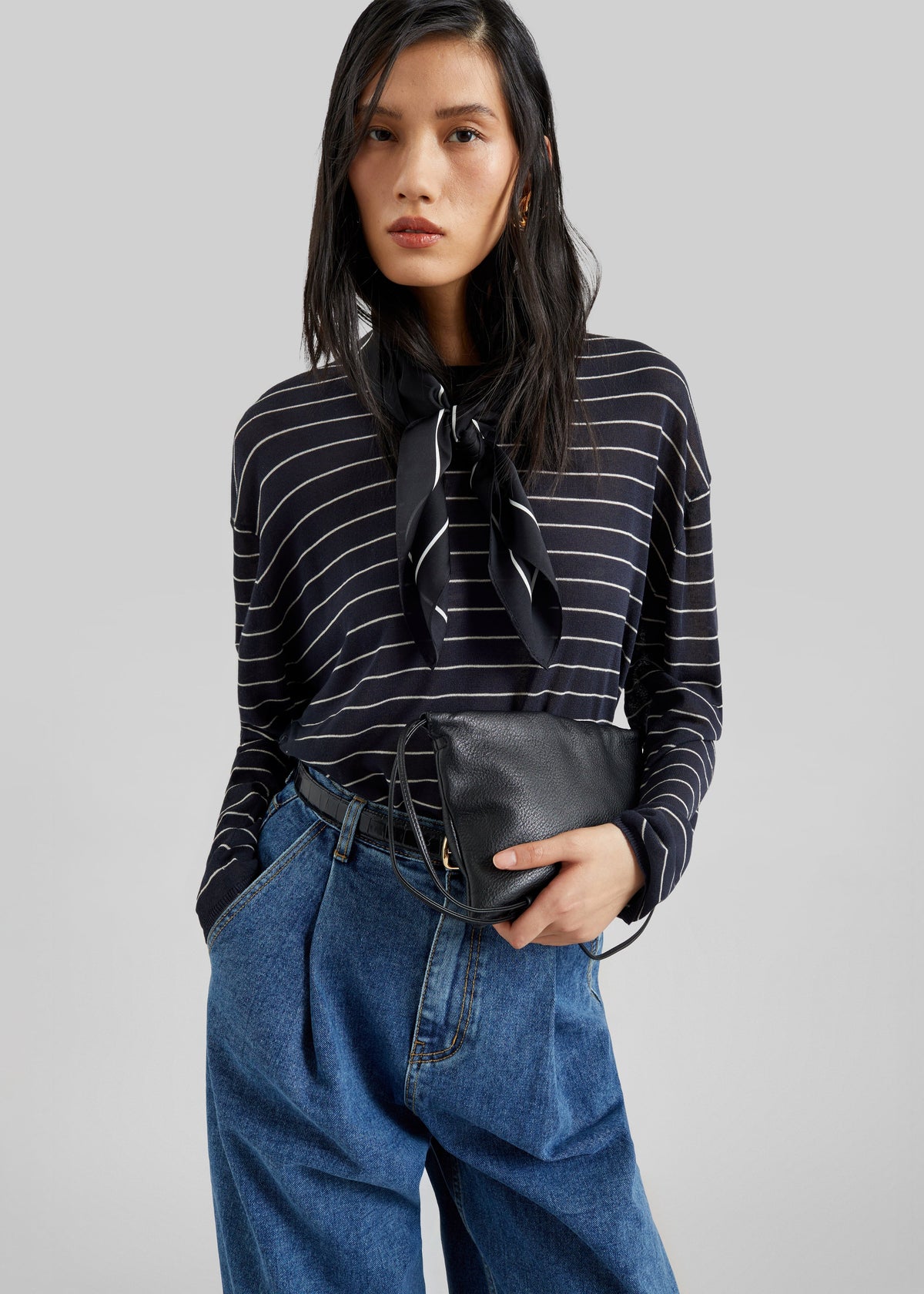 Biarritz Fine Knit Pullover - Navy/White Stripe – view 6 of 9