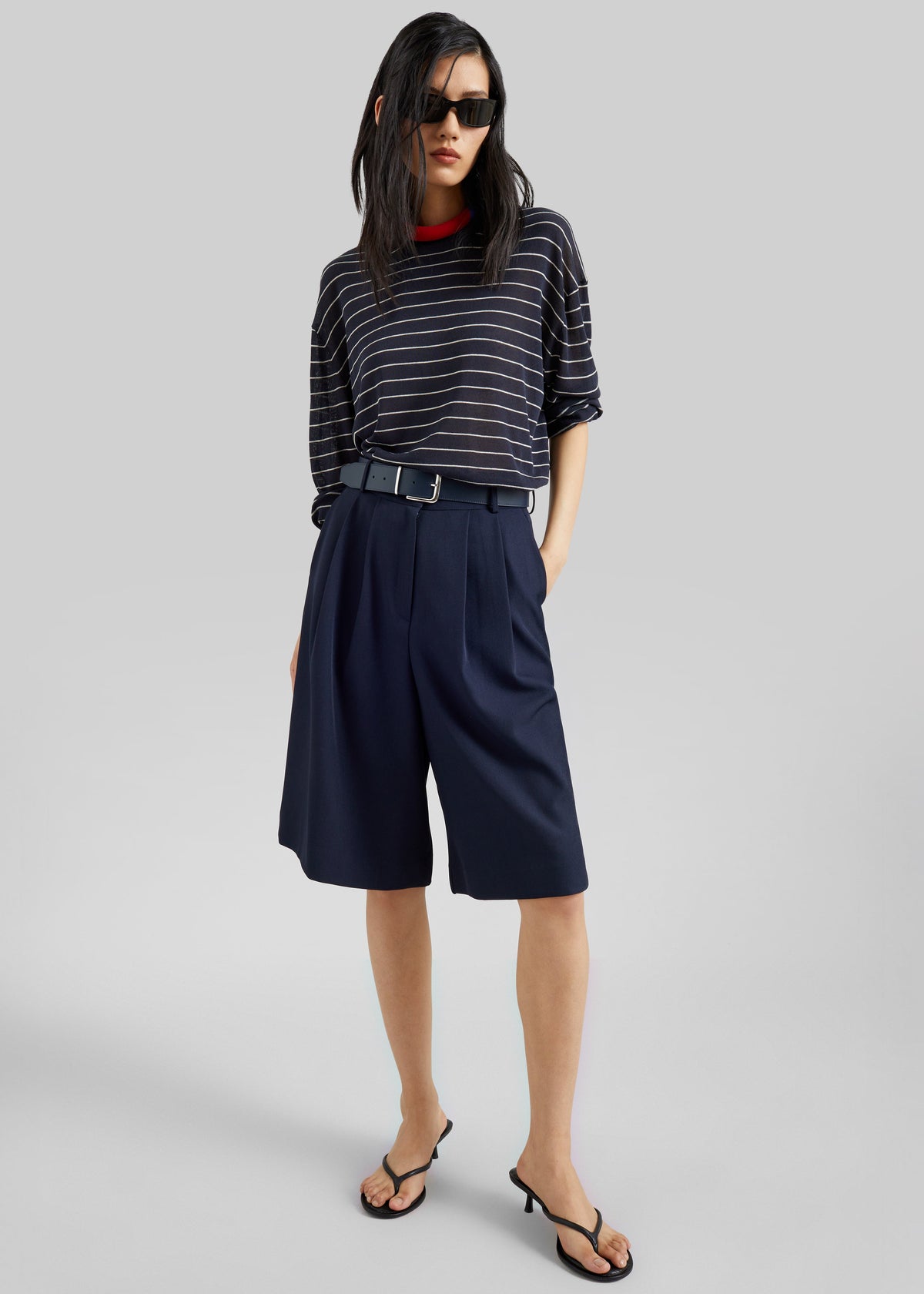 Biarritz Fine Knit Pullover - Navy/White Stripe – view 4 of 9