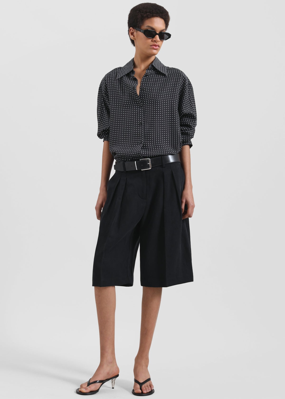 Bilbao Pleated Linen Bermuda Shorts - Black – view 1 of 6