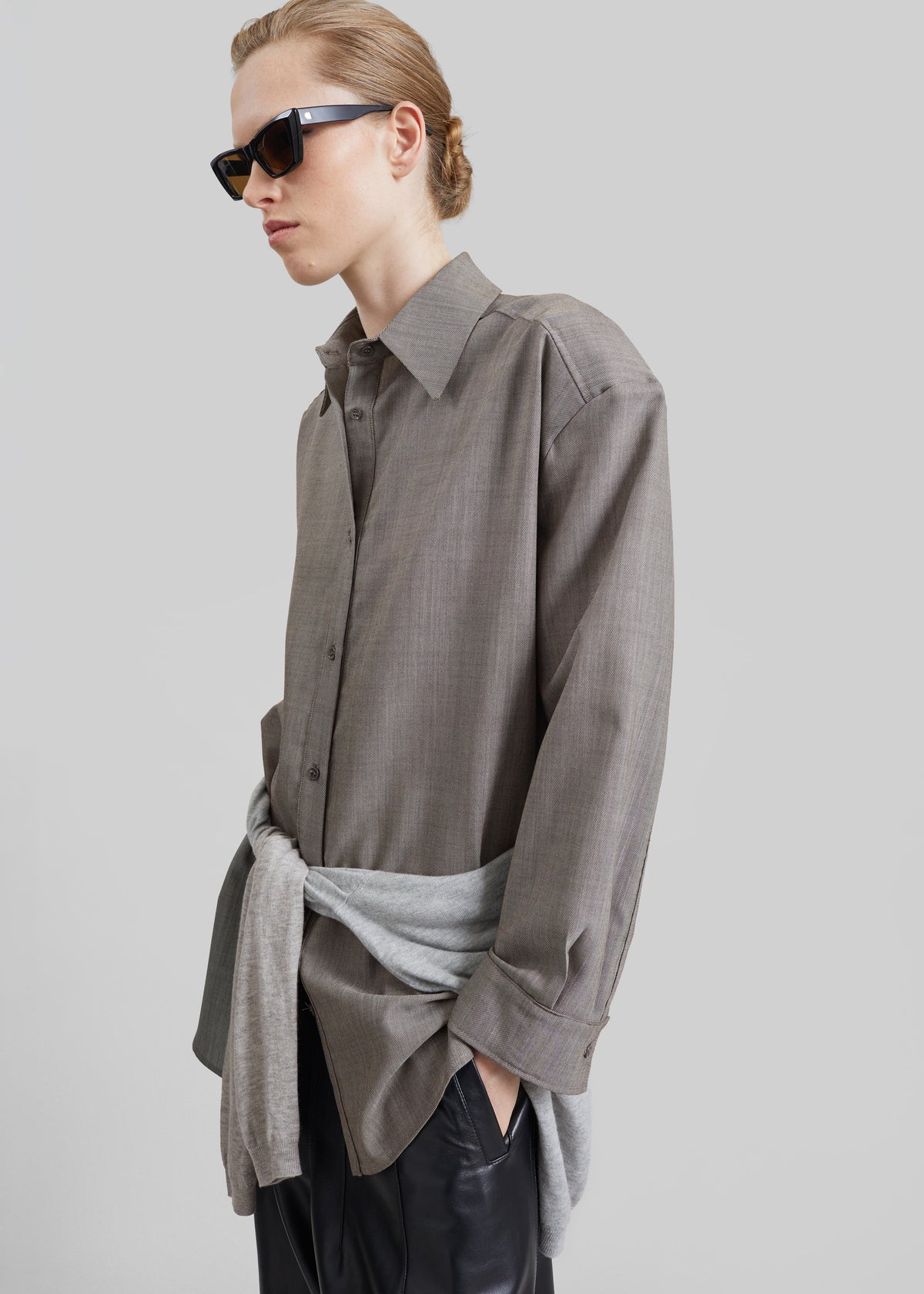 Bina Wool Padded Shirt - Light Taupe Melange – view 6 of 9