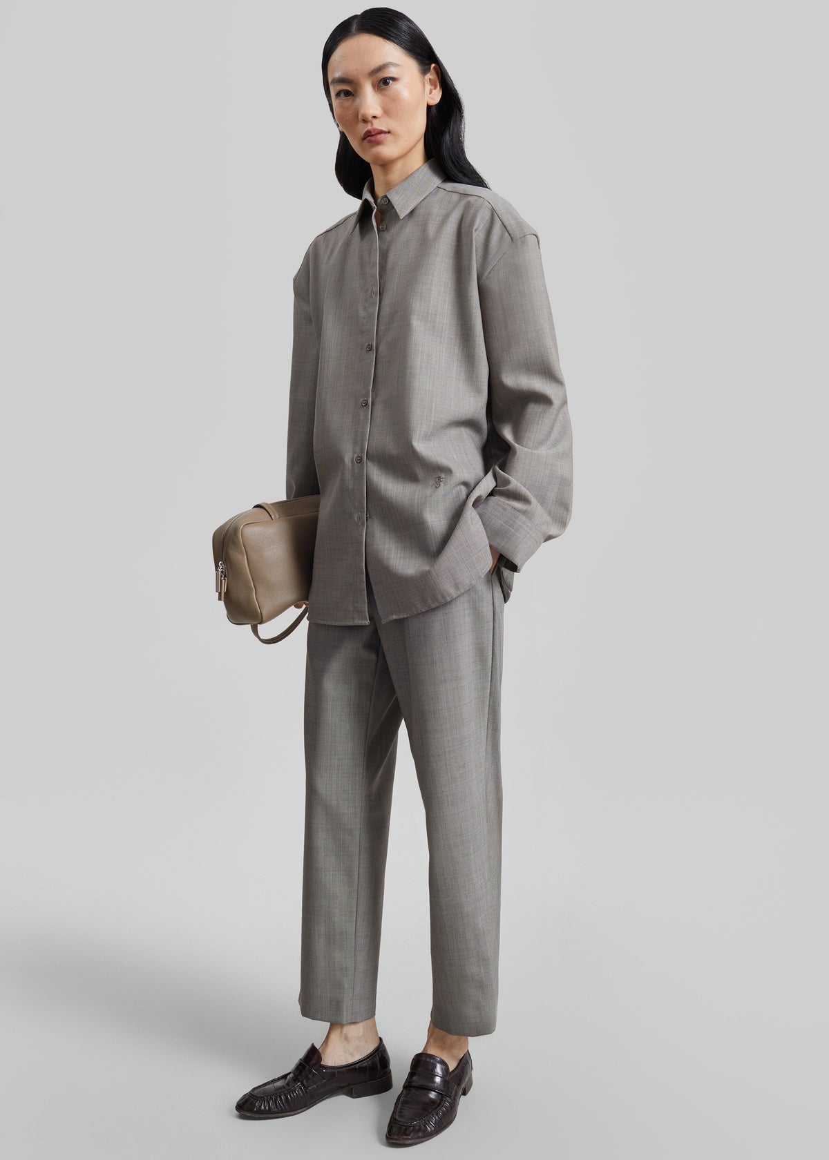 Bina Wool Padded Shirt - Light Taupe Melange – view 2 of 9