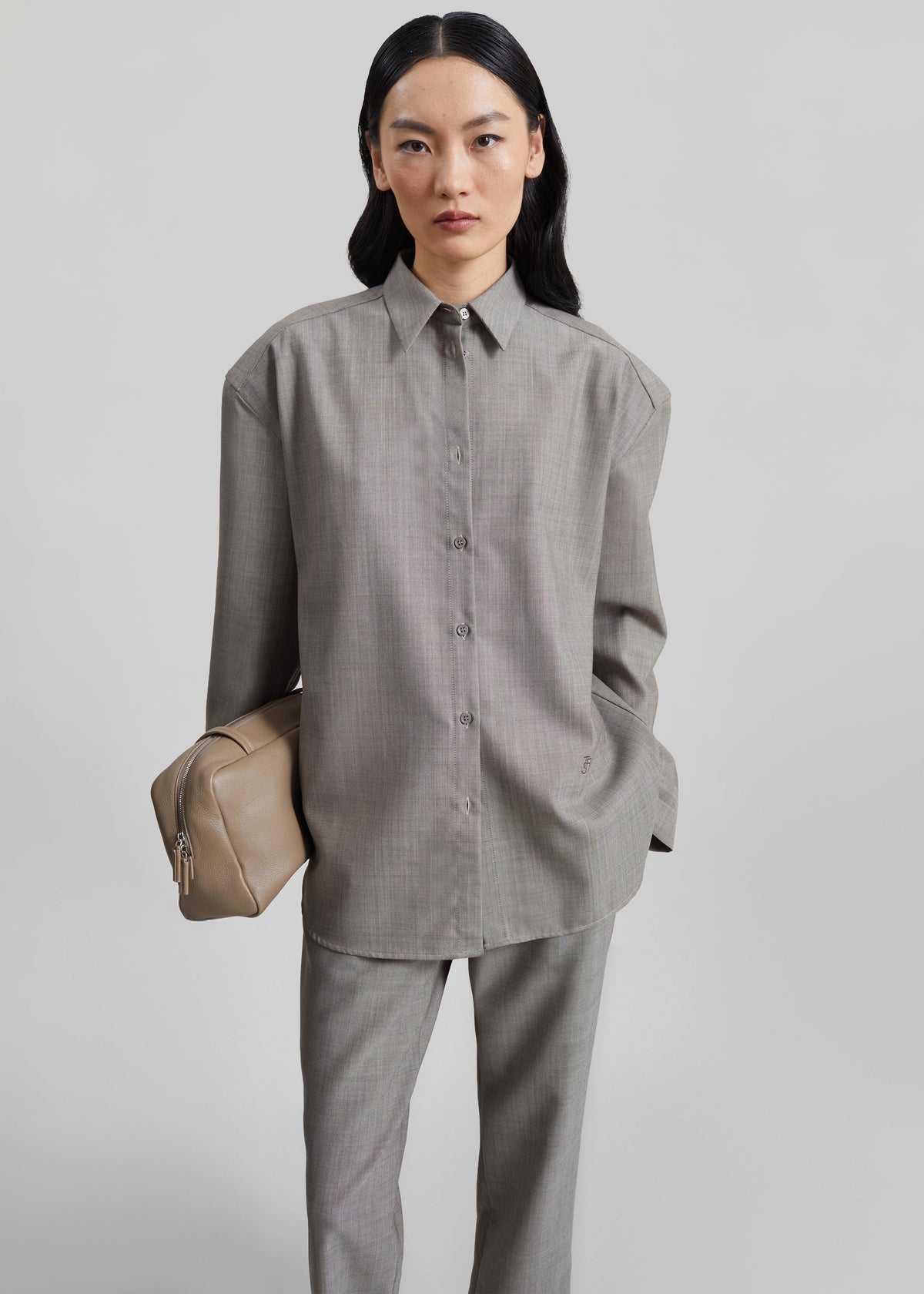 Bina Wool Padded Shirt - Light Taupe Melange – view 1 of 9