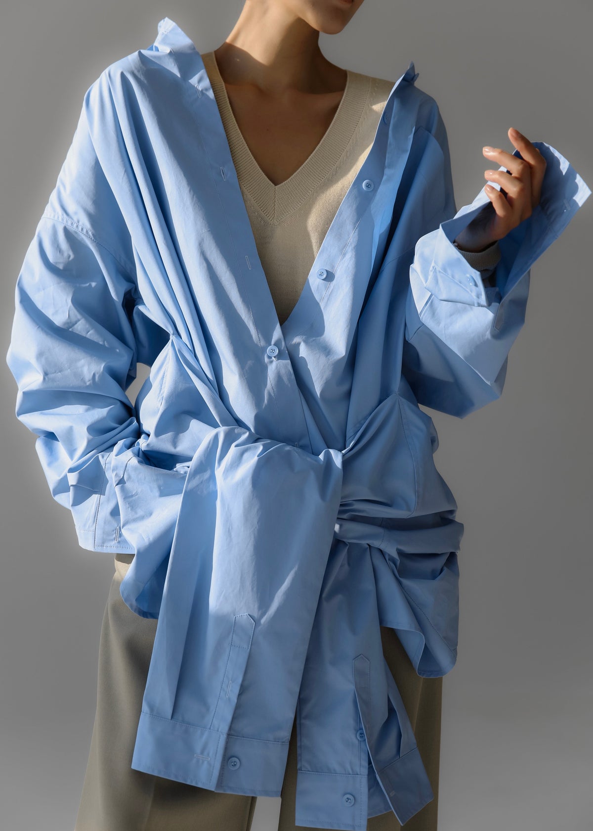 Birkholm Double Sleeve Tie Shirt - Blue – view 8 of 10