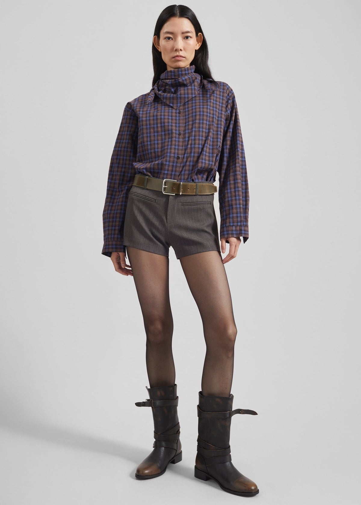 Bitry Scarf Shirt - Brown Plaid – view 5 of 10