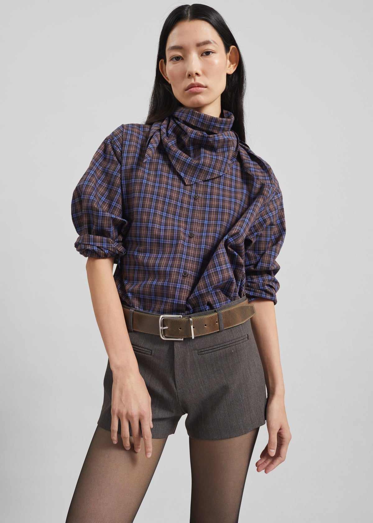 Bitry Scarf Shirt - Brown Plaid – view 8 of 10