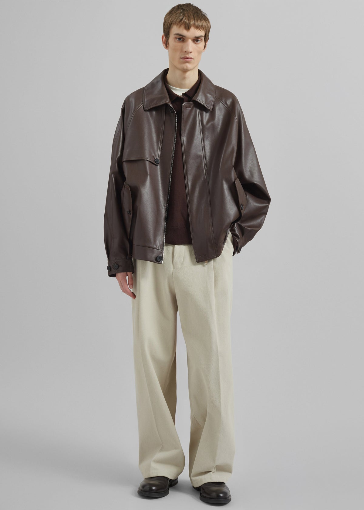 Borken Pleated Twill Pants - Ivory – view 6 of 10