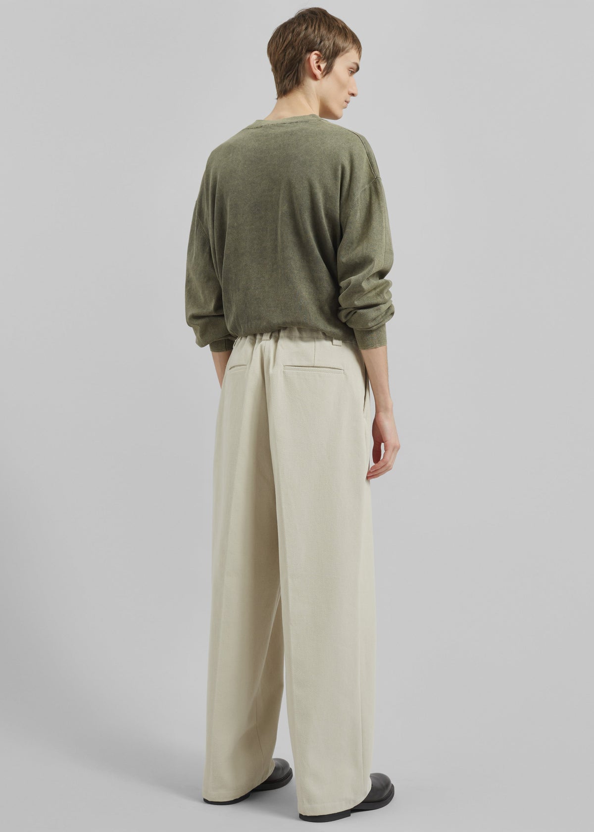 Borken Pleated Twill Pants - Ivory – view 9 of 10
