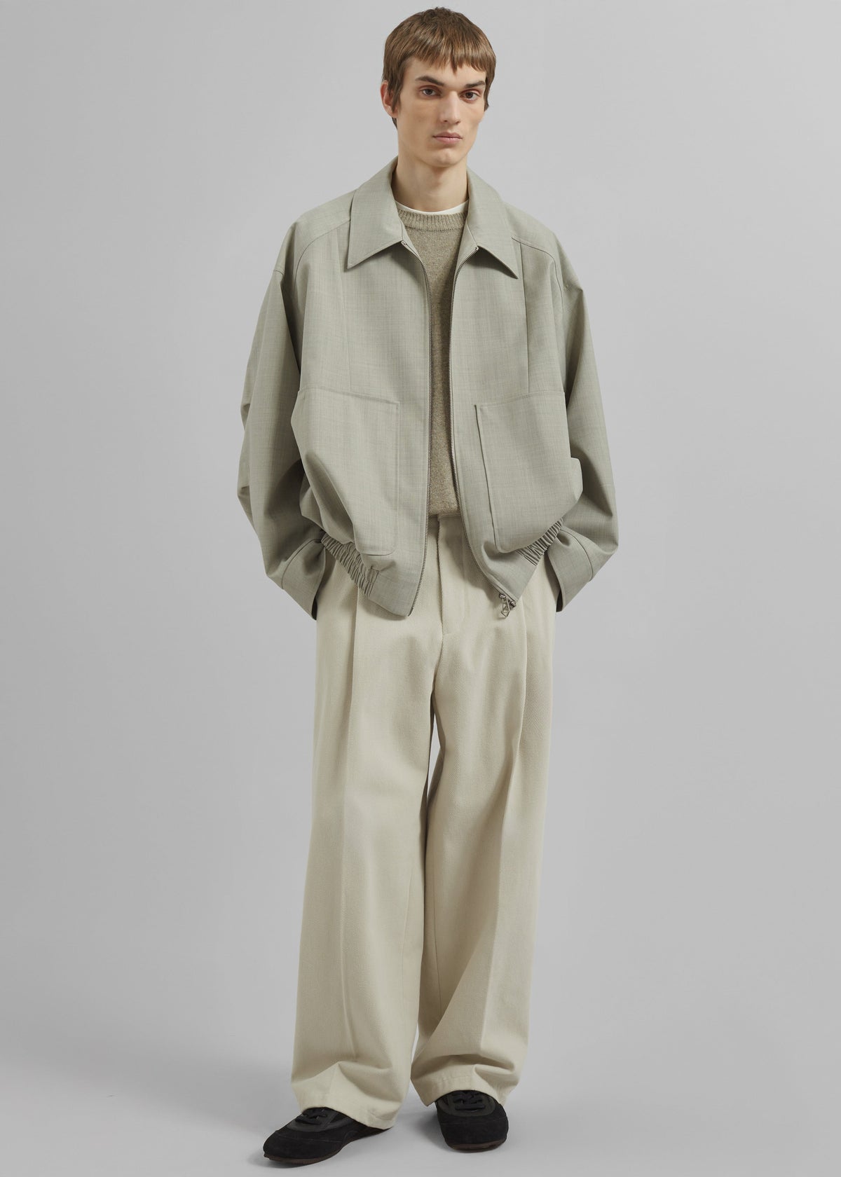 Borken Pleated Twill Pants - Ivory – view 7 of 10