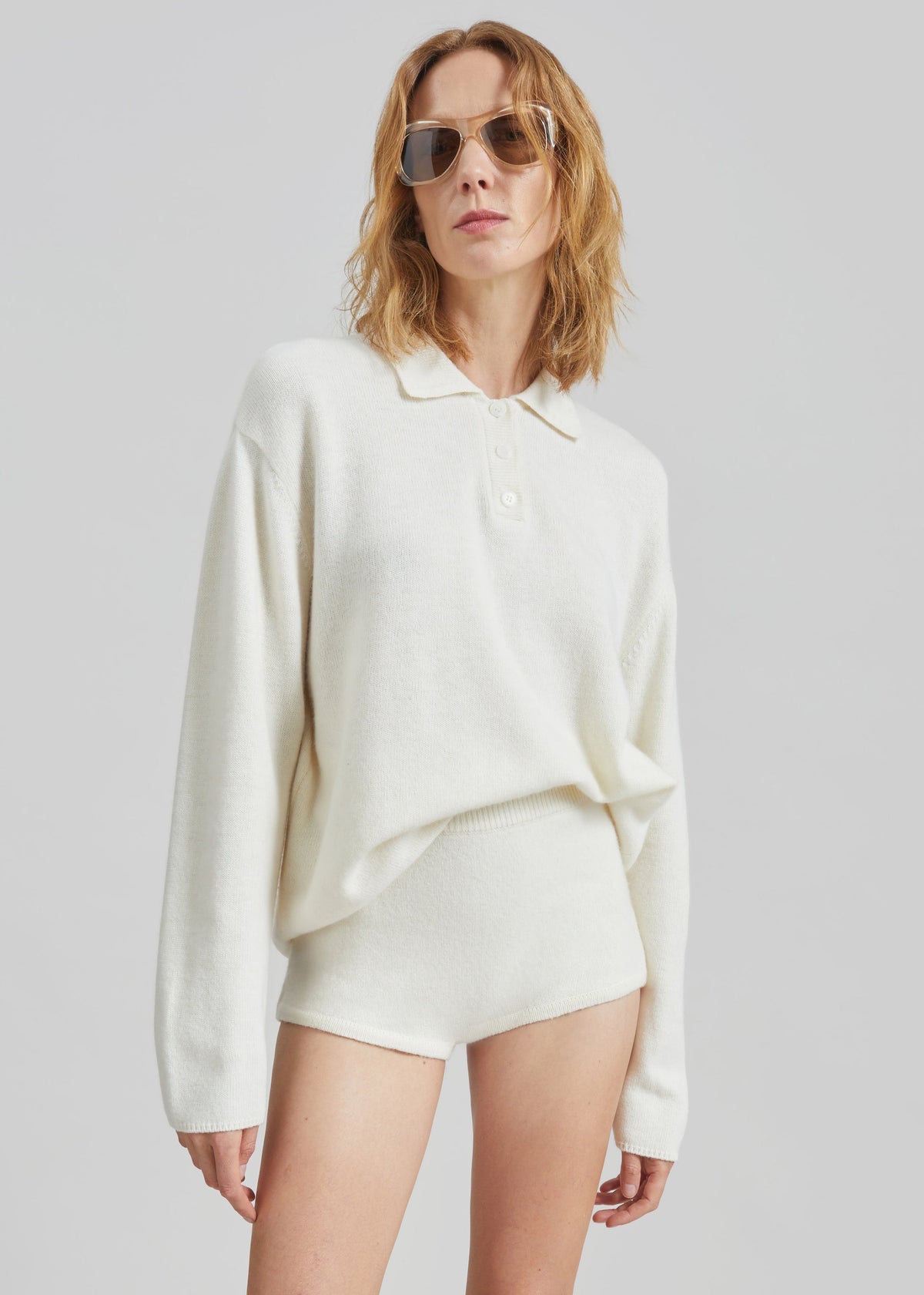 Bresica Knit Polo Sweater - Ivory – view 3 of 7