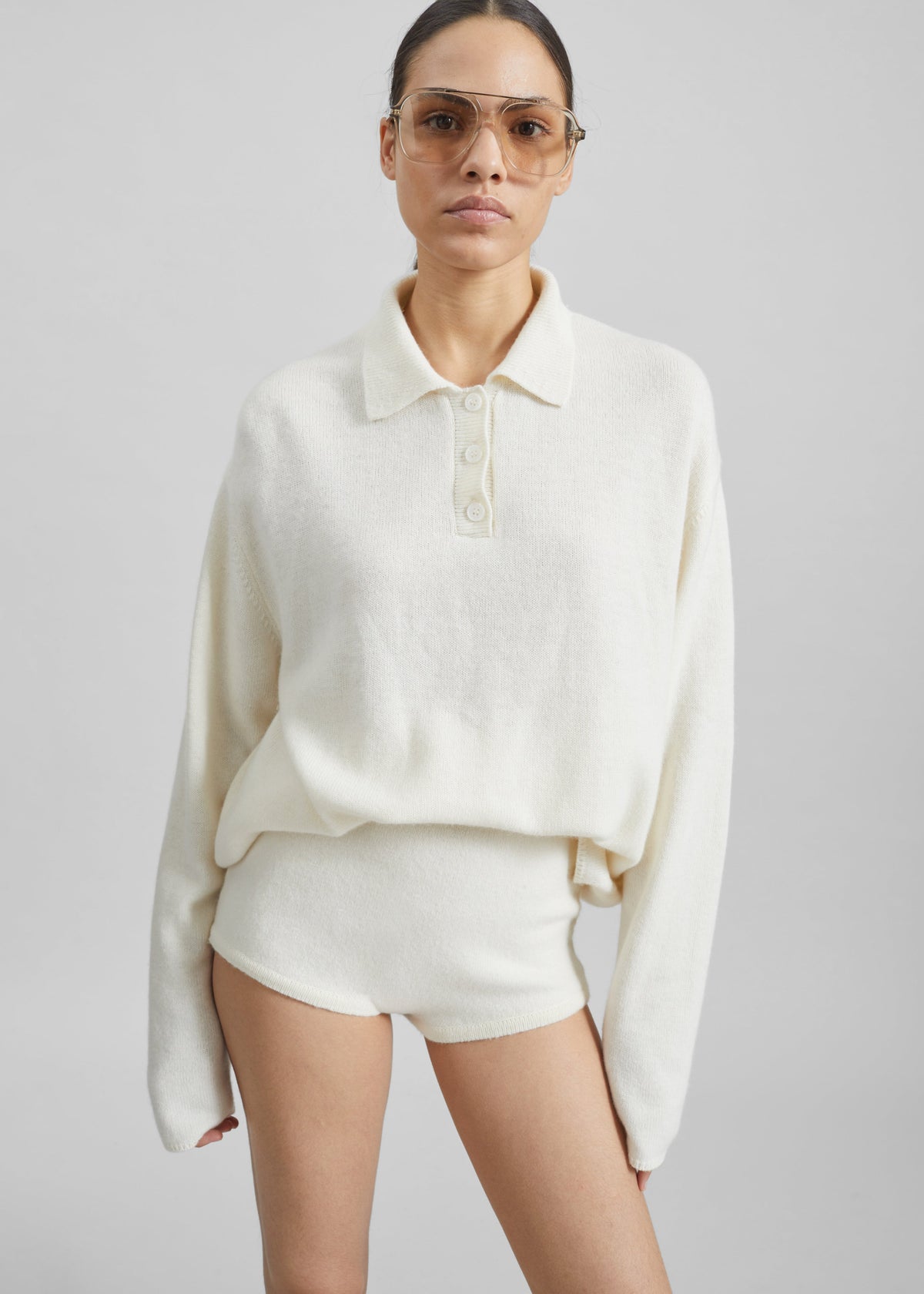 Bresica Knit Polo Sweater - Ivory – view 5 of 7