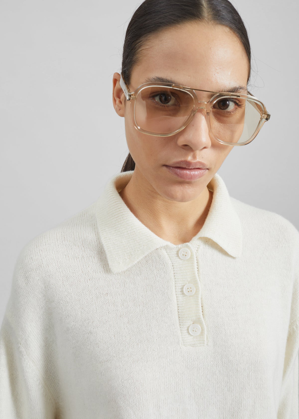 Bresica Knit Polo Sweater - Ivory – view 2 of 7