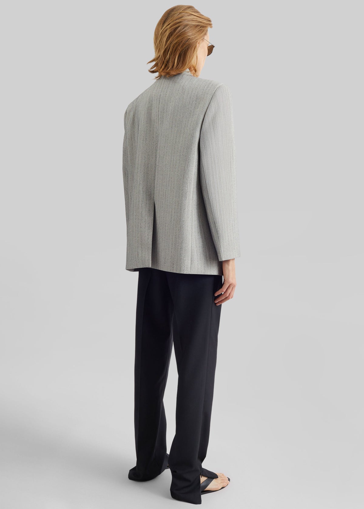 Breux Collarless Padded Blazer - Grey Melange – view 7 of 8