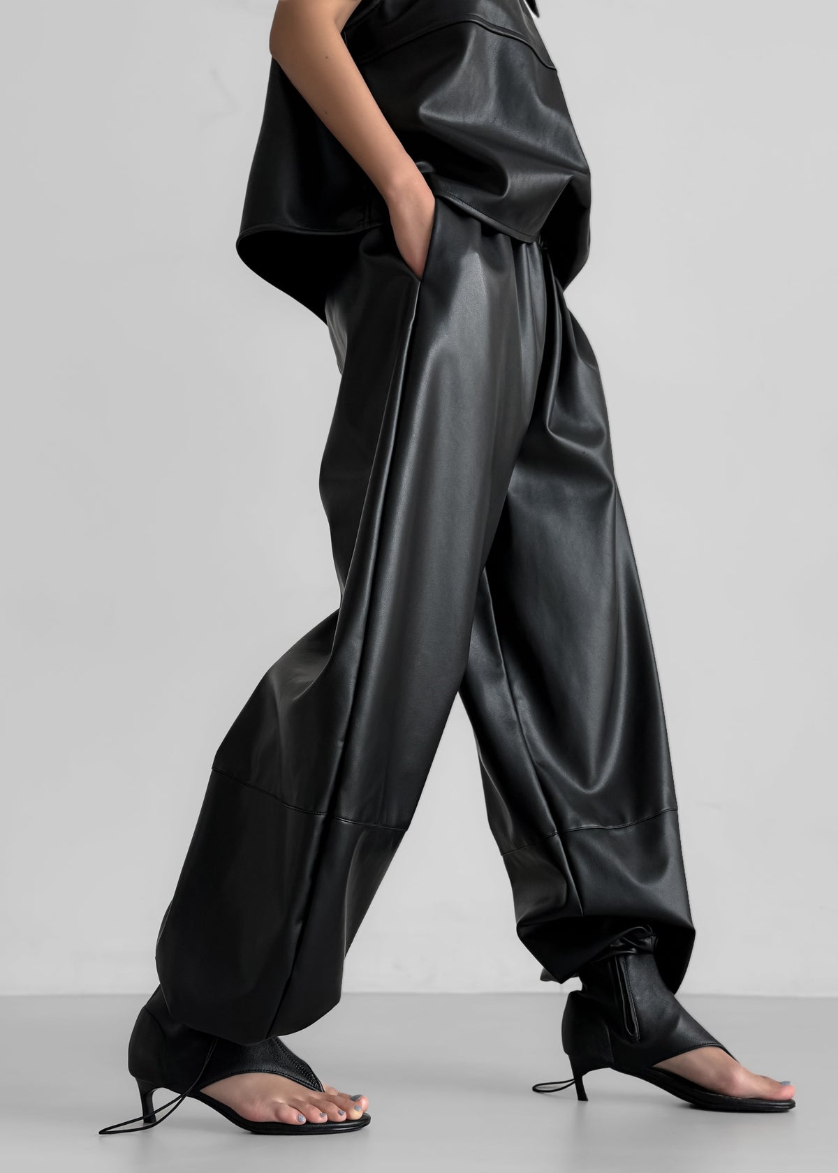 Briar Faux Leather Balloon Pants - Black – view 2 of 13