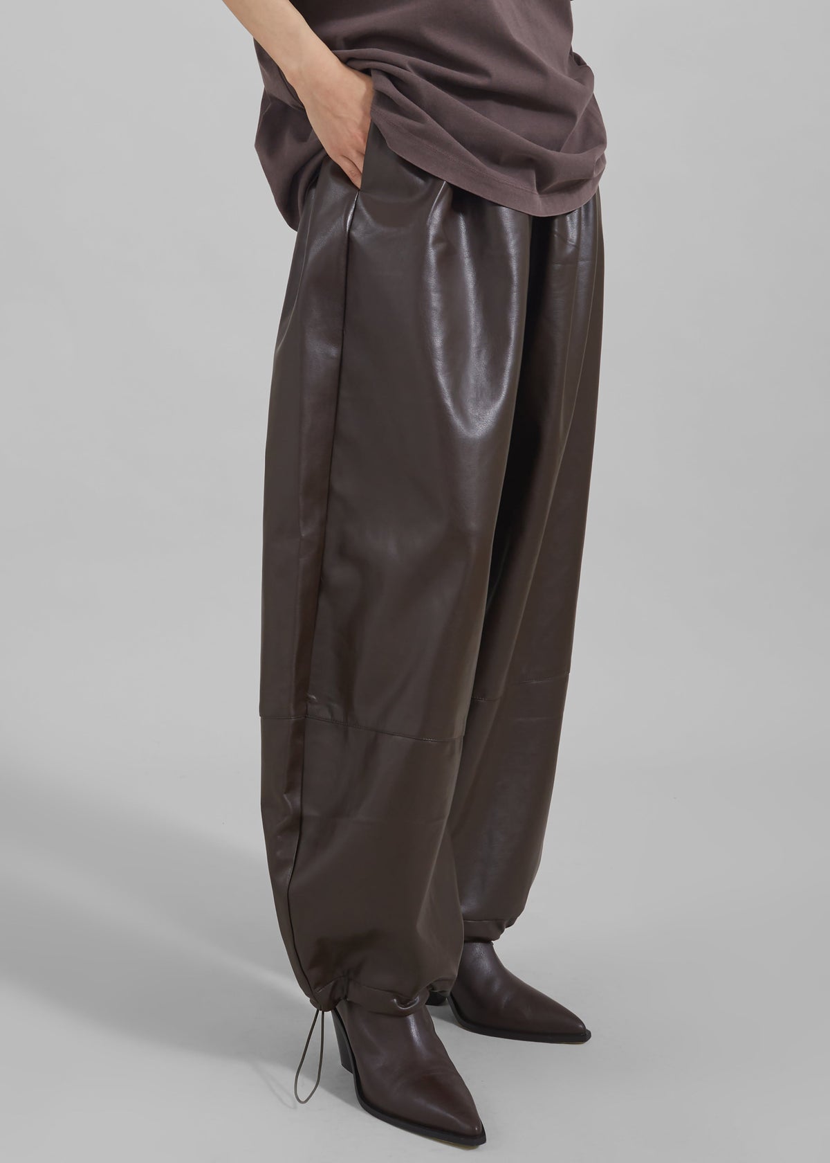 Briar Faux Leather Balloon Pants - Brown – view 3 of 9