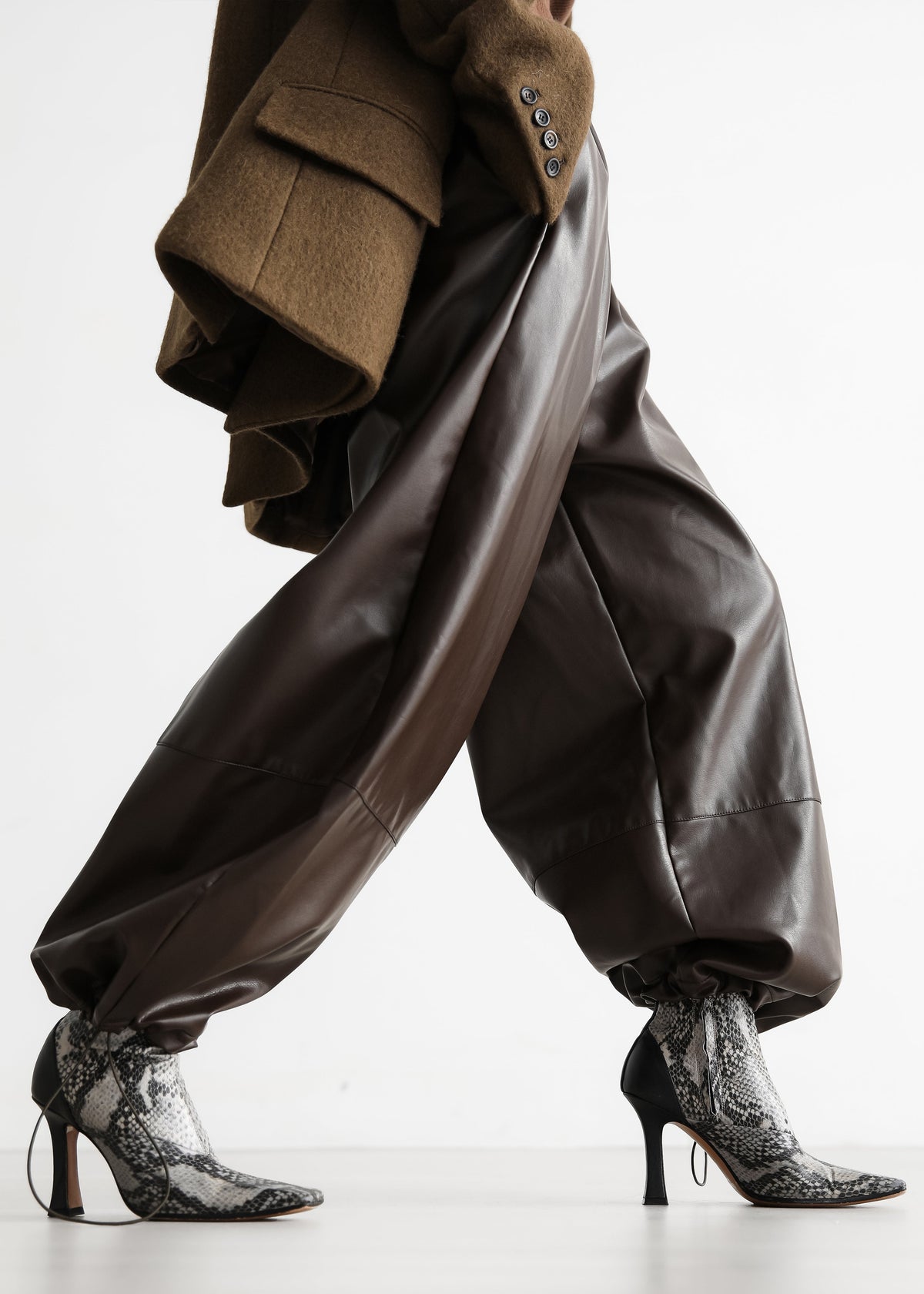 Briar Faux Leather Balloon Pants - Brown – view 2 of 9