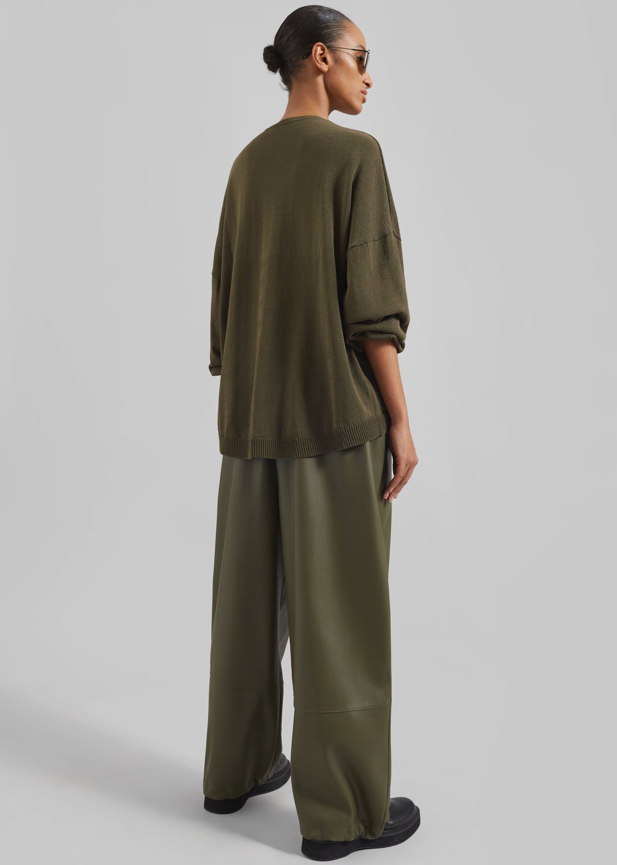 Briar Faux Leather Balloon Pants - Khaki – view 7 of 8