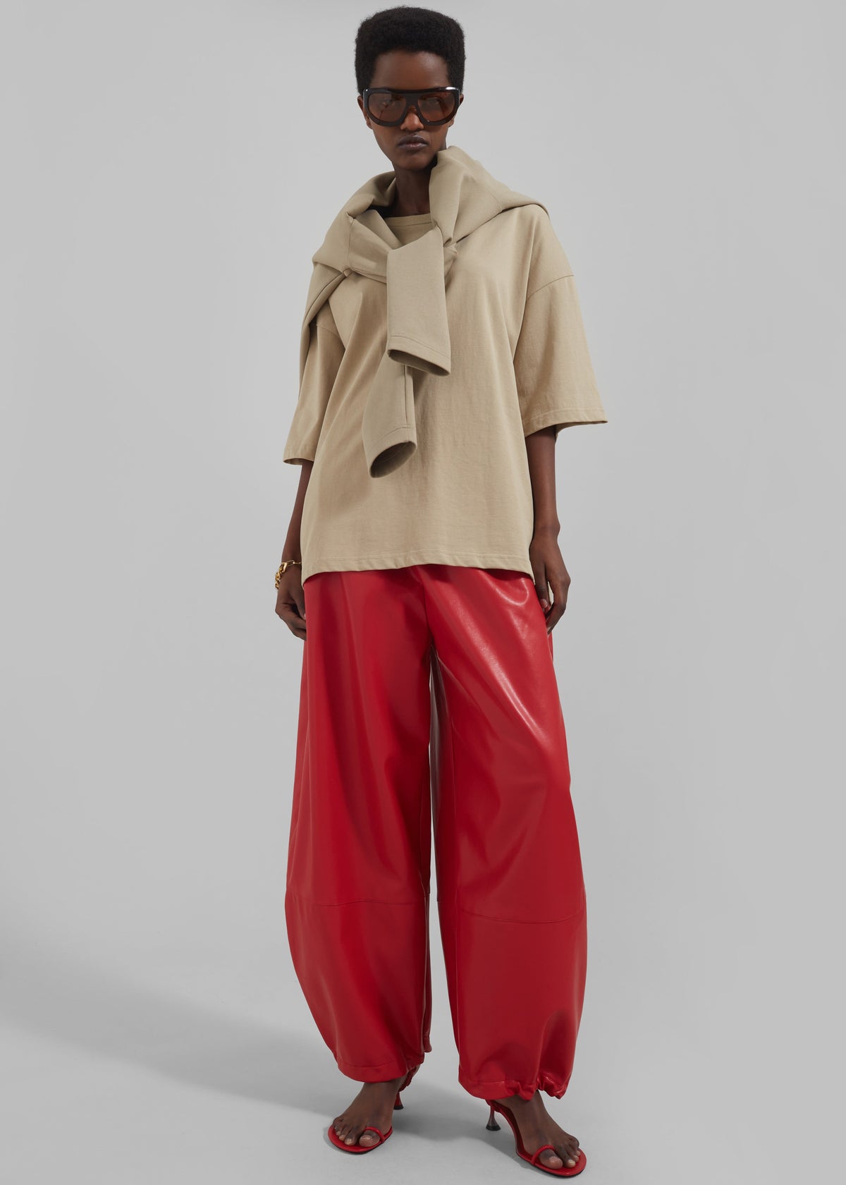 Briar Faux Leather Balloon Pants - Red – view 6 of 11