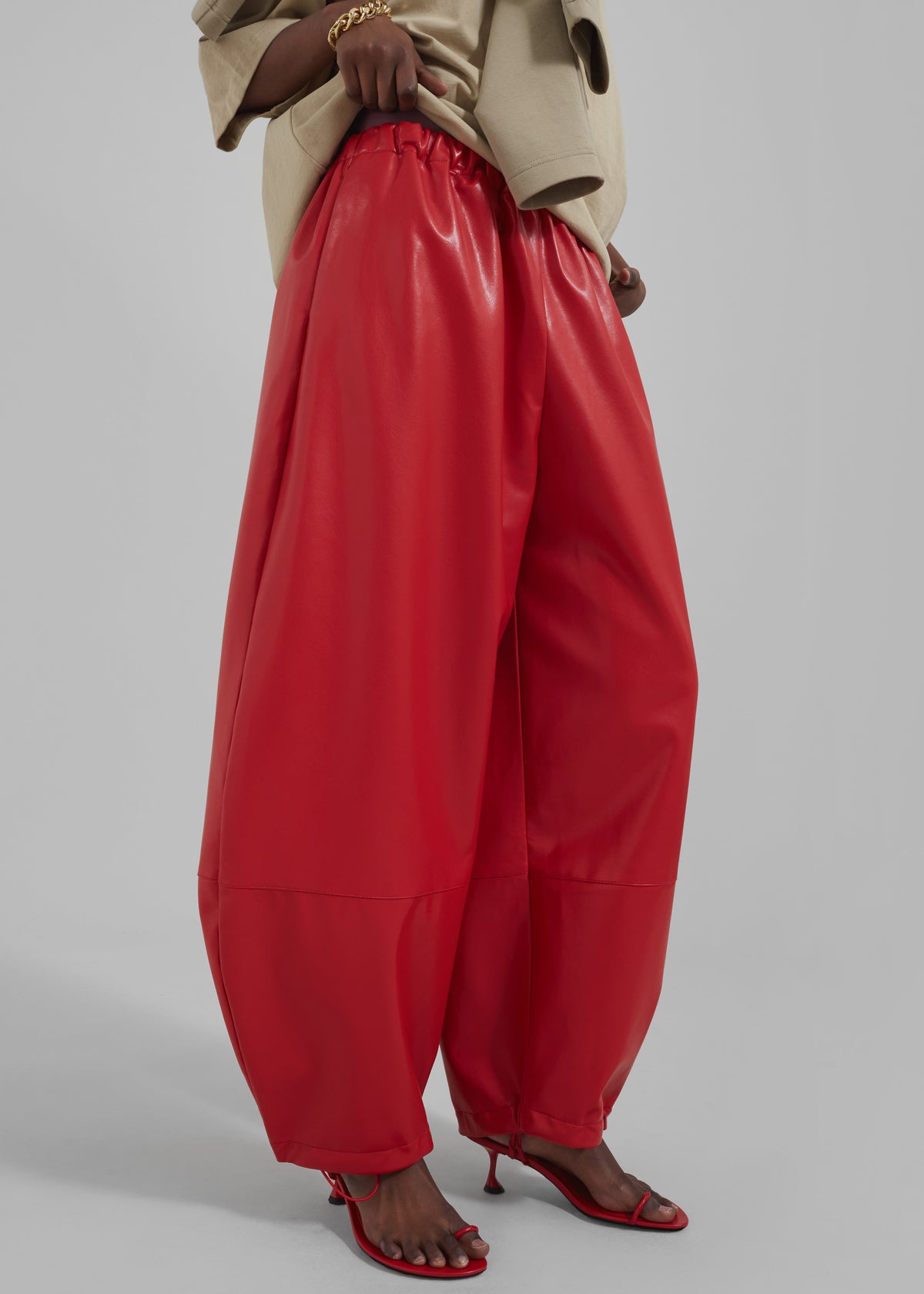 Briar Faux Leather Balloon Pants - Red – view 8 of 11