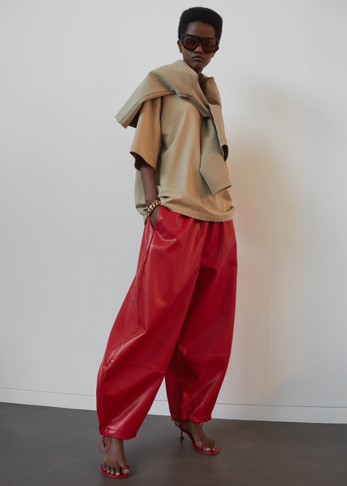 Briar Faux Leather Balloon Pants - Red – view 2 of 11