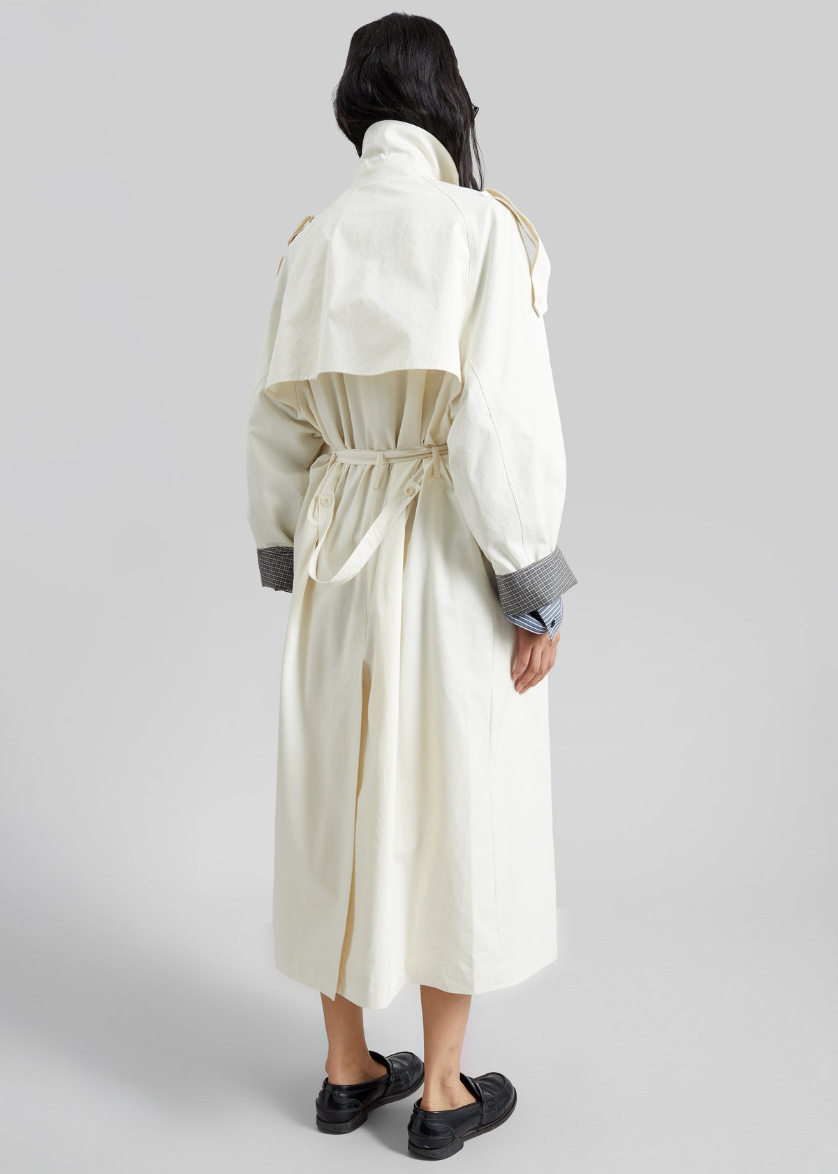 Brion Contrast Cuff Trench Coat - Cream – view 7 of 8
